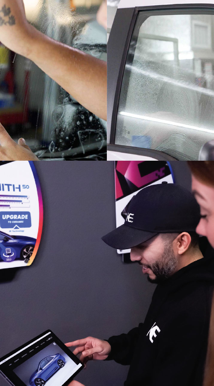 Kepler Dealer Showing Car Window Film Options to Customer in Indio, California