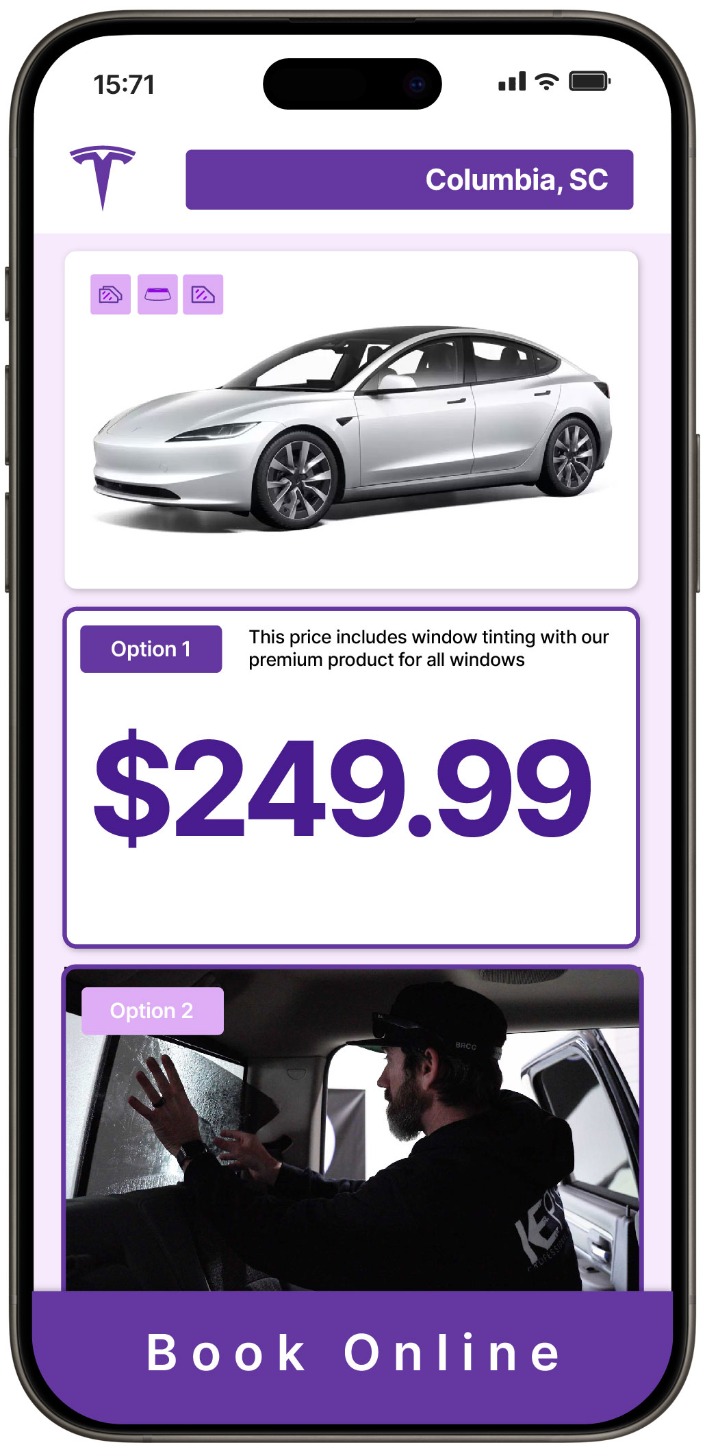View Affordable Tesla Window Tinting Rates in Columbia, South Carolina