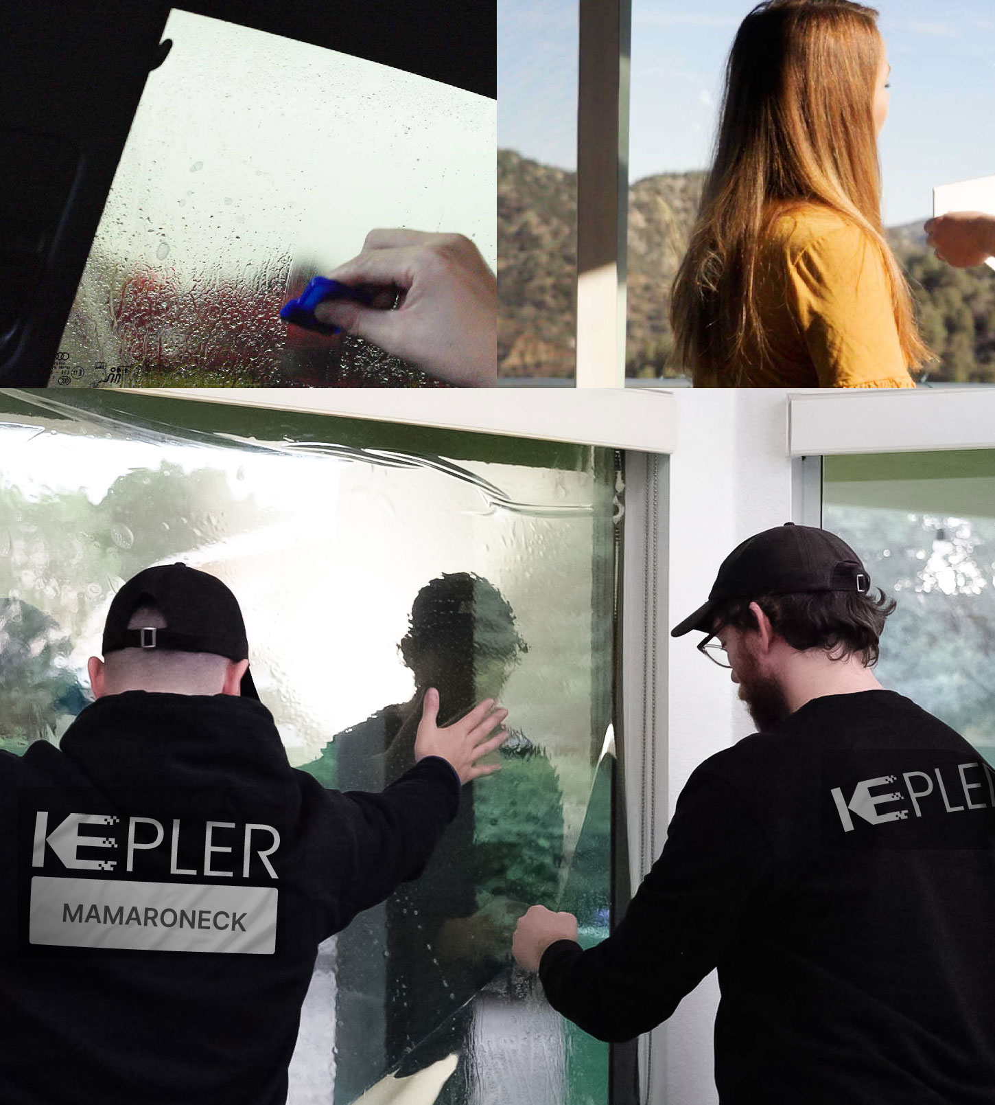 Expert Technician Applying Ceramic Window Tint to Home in Mamaroneck