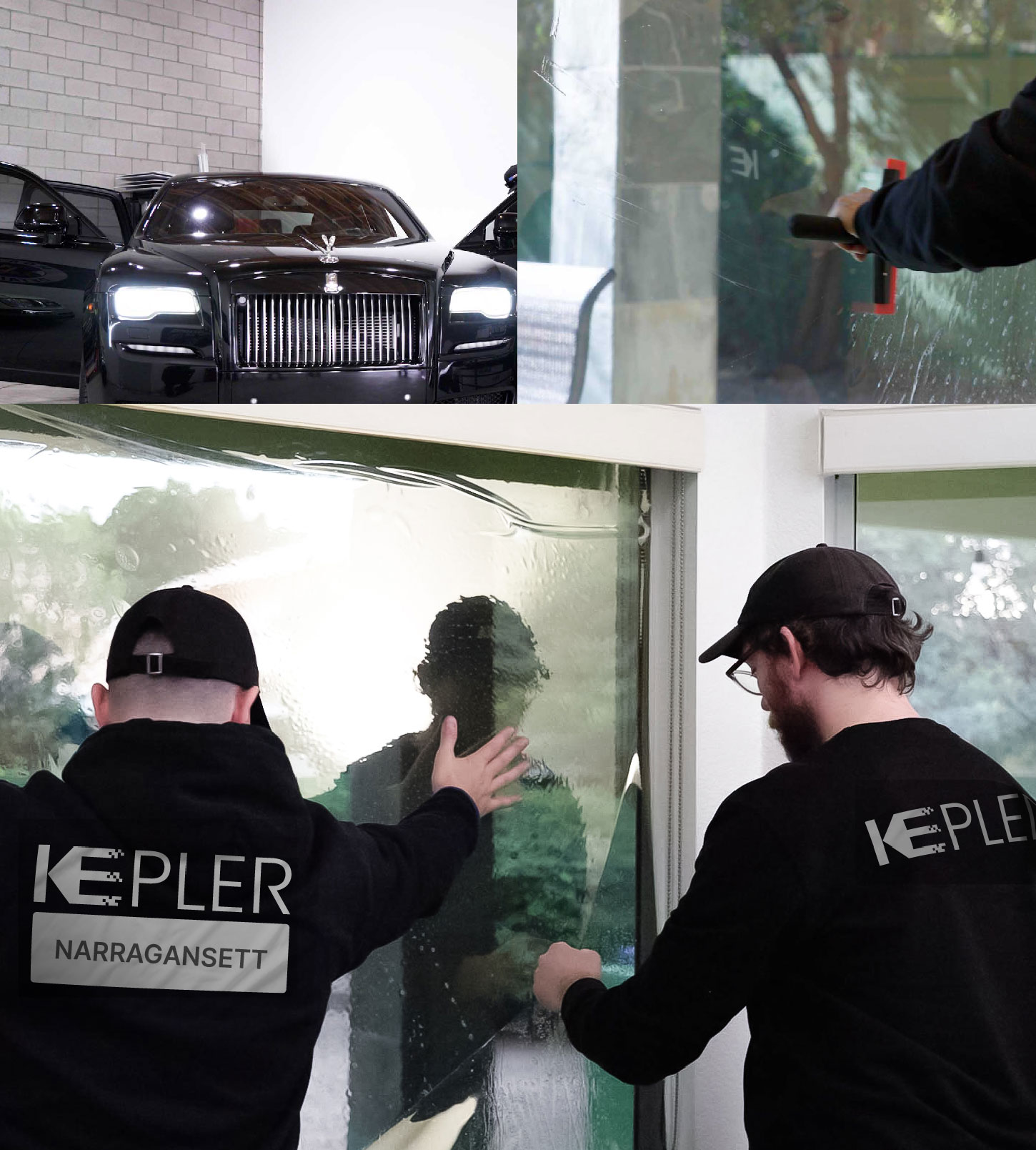 Kepler Technician Installing Ceramic Window Tint to Home in Narragansett