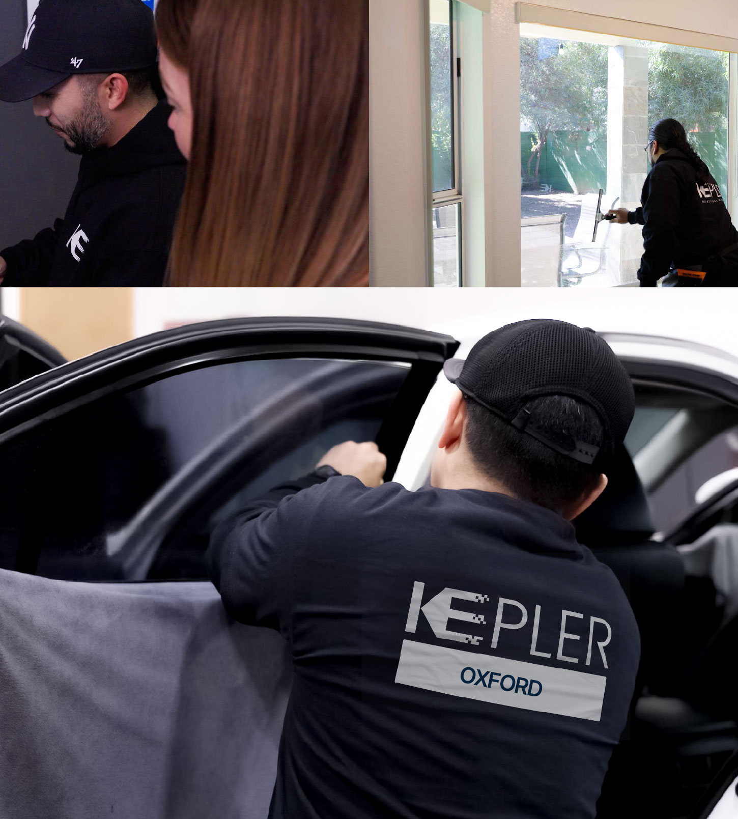 Automotive Window Tinting Expert Applying Film in Oxford, Alabama