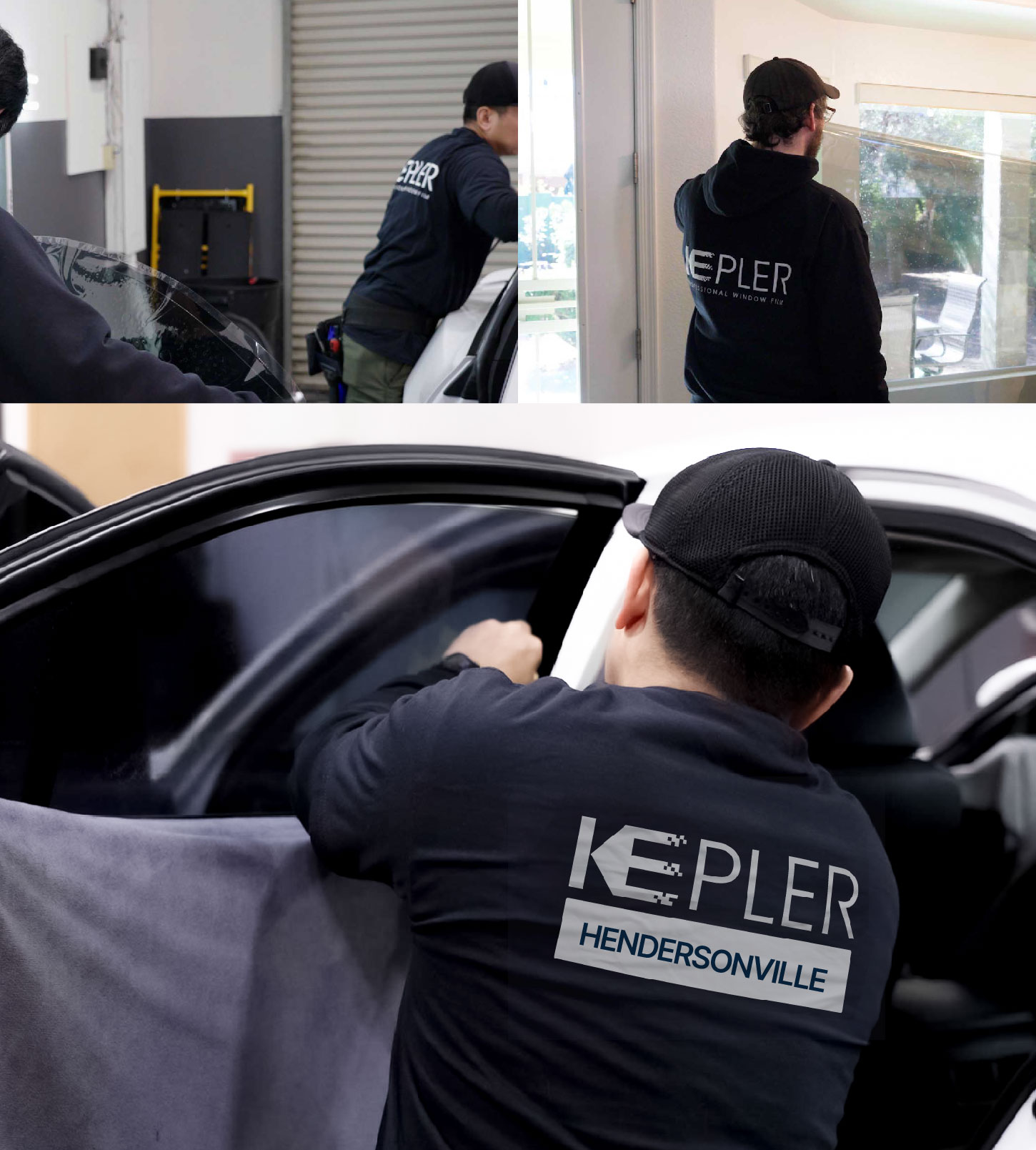 Automotive Window Tinting Expert Applying Film in Hendersonville, Tennessee