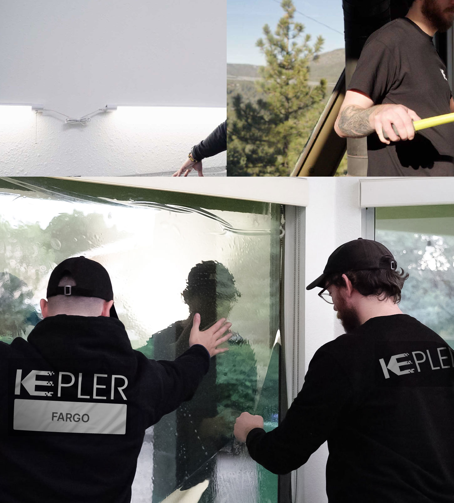 Expert Technician Installing High-tech Window Tint to Home in Fargo