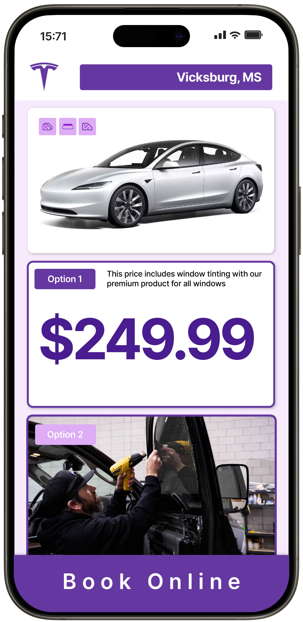 View Affordable Tesla Window Tinting Costs in Vicksburg, Mississippi