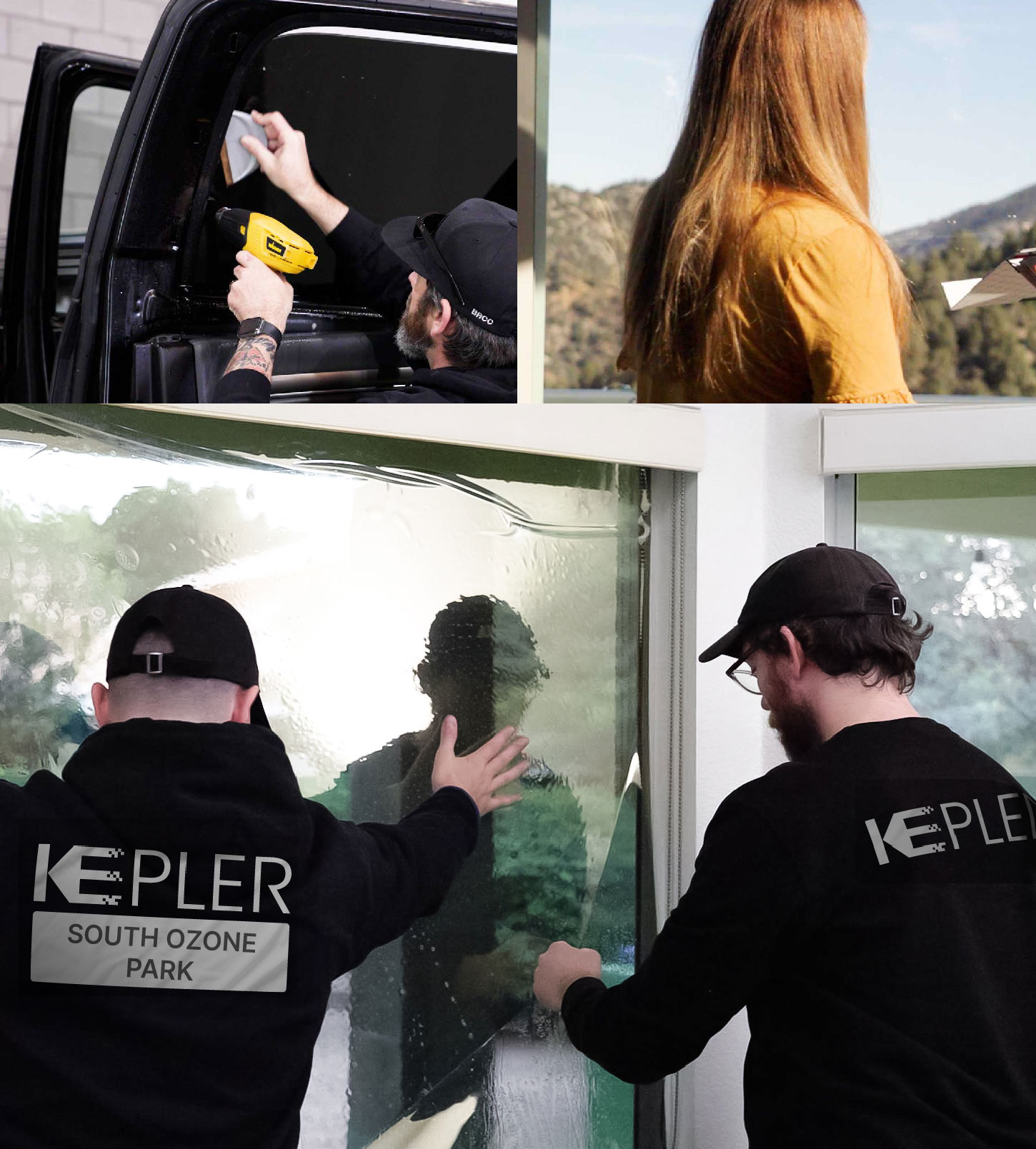 Expert Technician Applying Ceramic Window Tint to Home in South Ozone Park