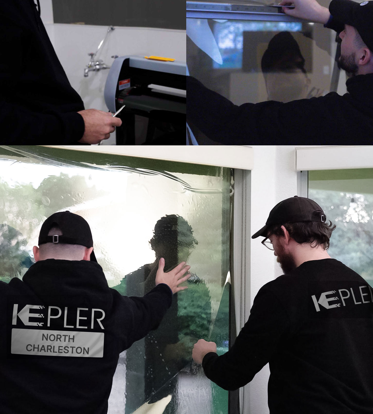 Expert Technician Fitting Ceramic Window Tint to Home in North Charleston