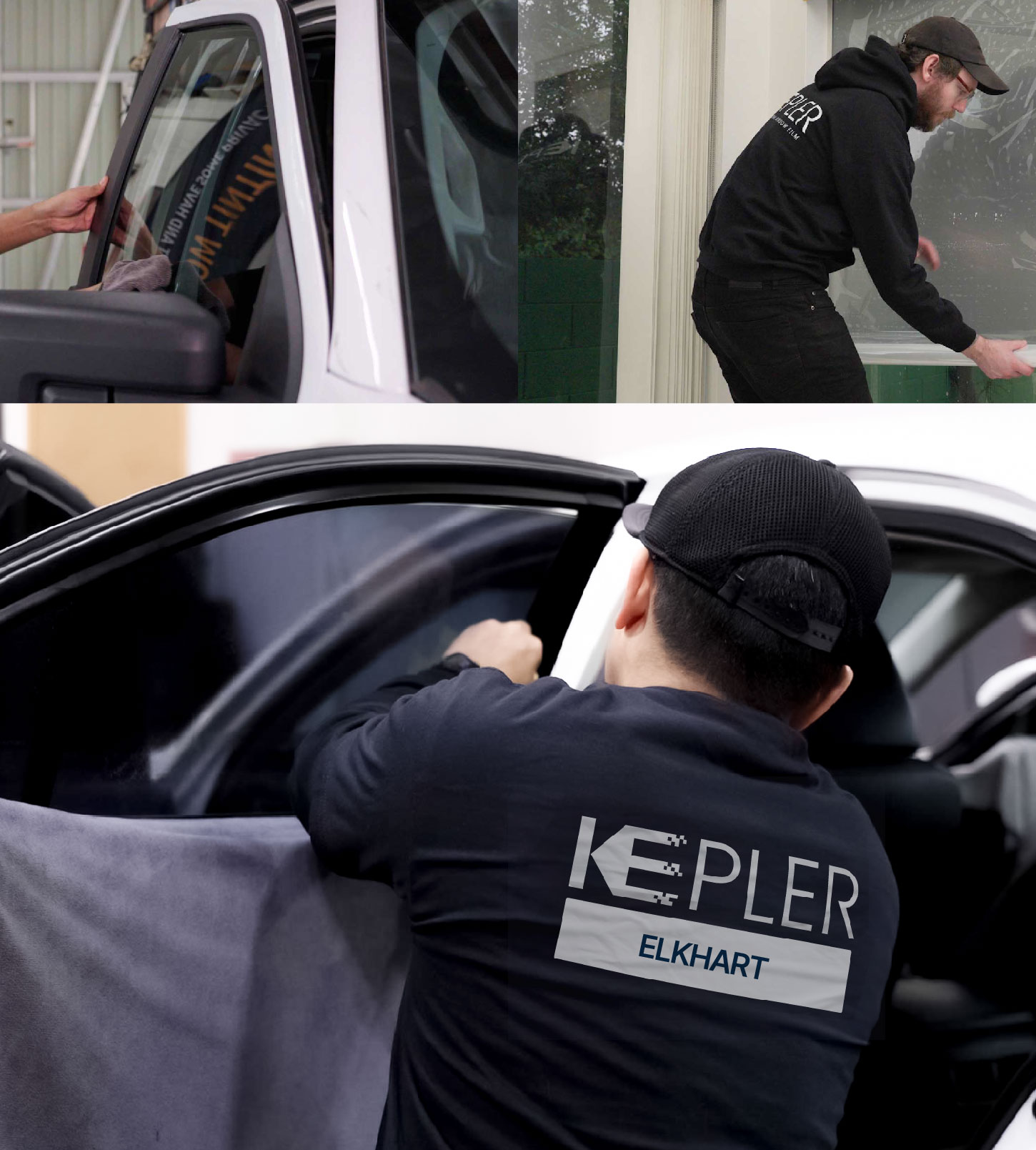 Automotive Window Tinting Expert Applying Film in Elkhart, Indiana