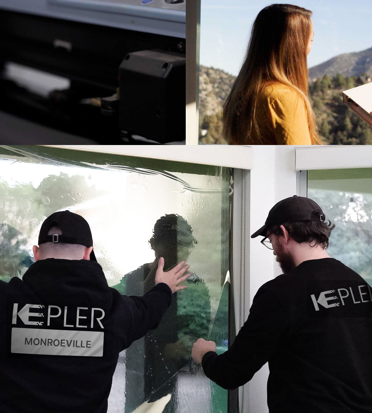 Kepler Technician Fitting High-tech Window Tint to Home in Monroeville