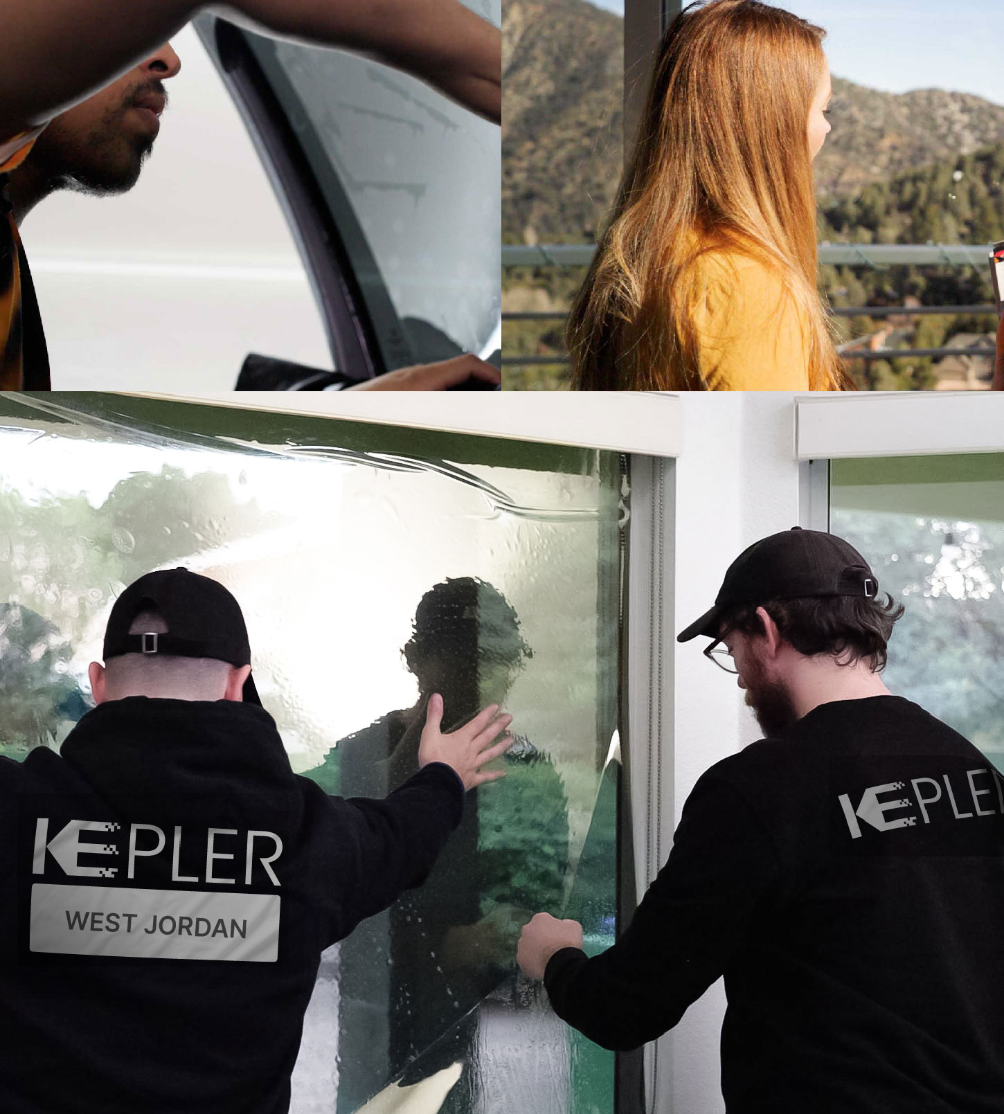 Expert Technician Installing High-tech Window Tint to Home in West Jordan