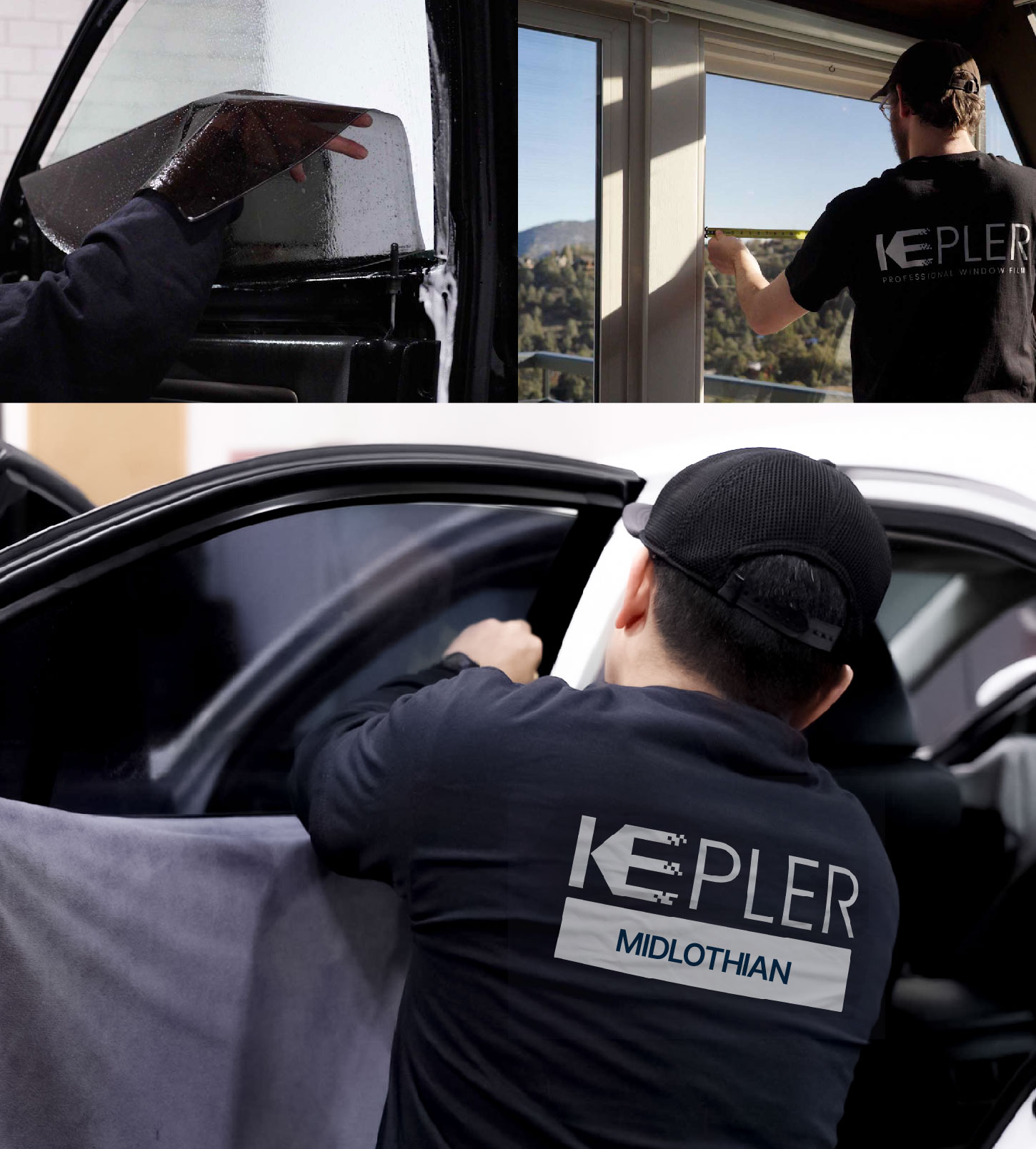 Automotive Window Tinting Expert Applying Film in Midlothian, Texas