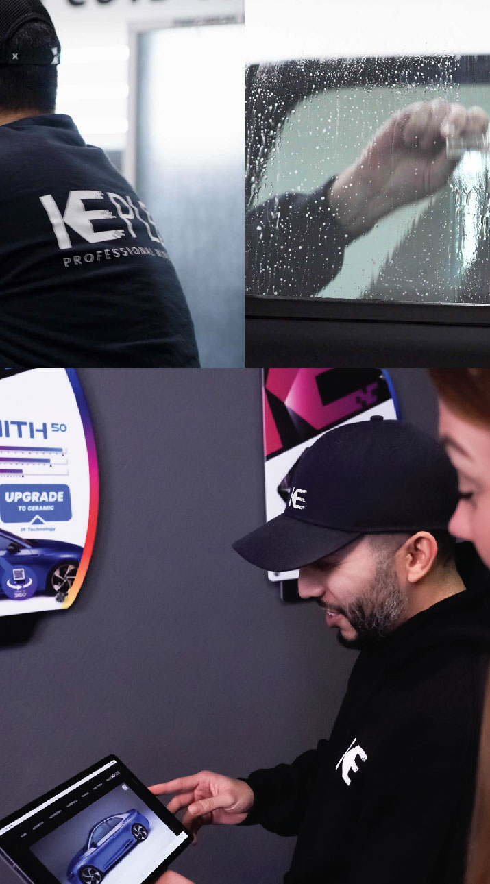 Kepler Dealer Showing Car Window Film Options to Customer in Stockton, California