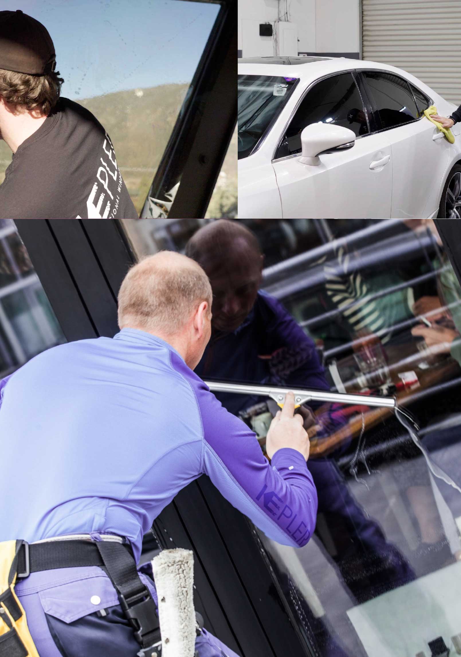 Kepler Professional Applying Anti-Graffiti Window Film to a Olathe Shop Front