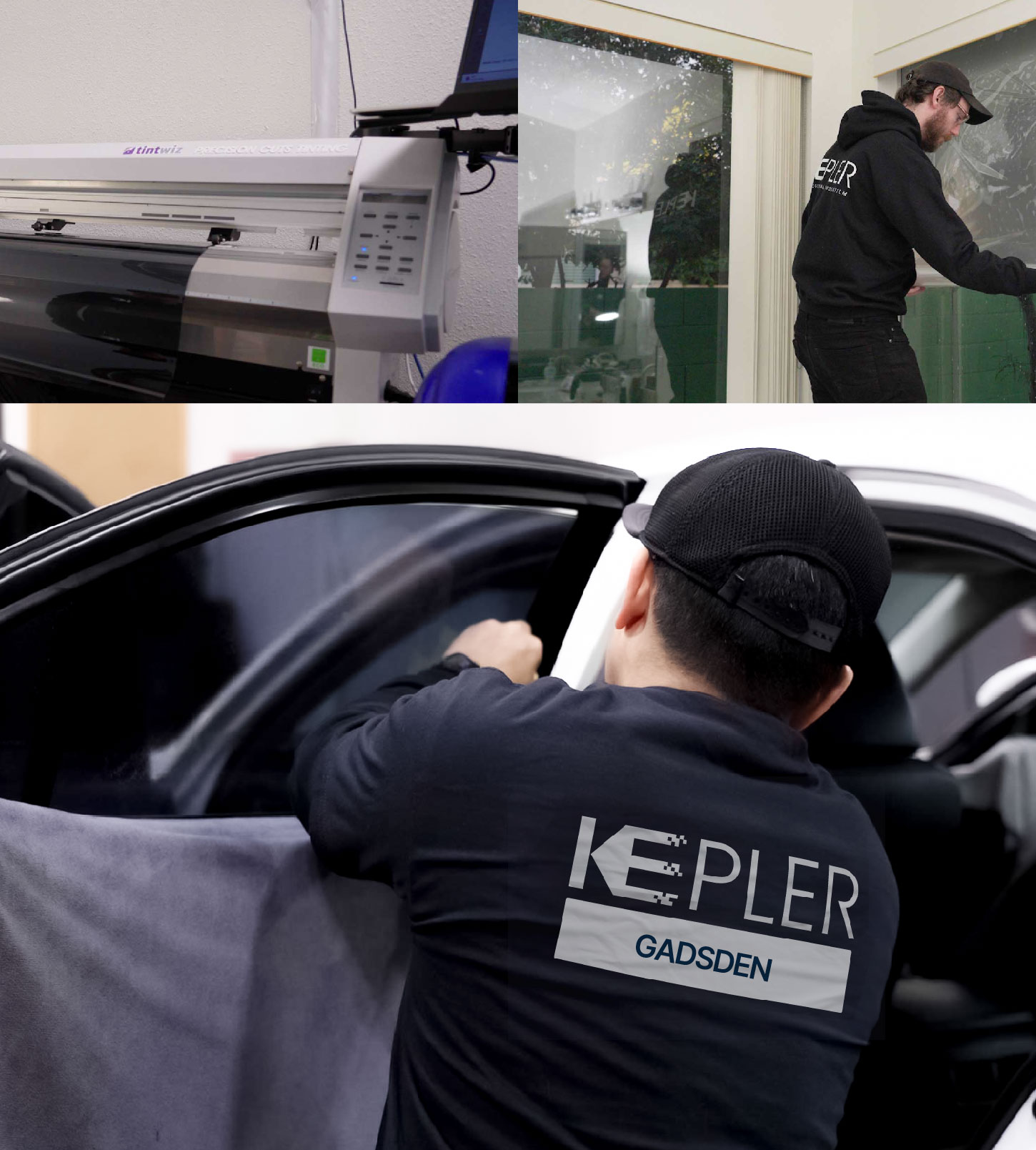 Automotive Window Tinting Expert Applying Film in Gadsden, Alabama