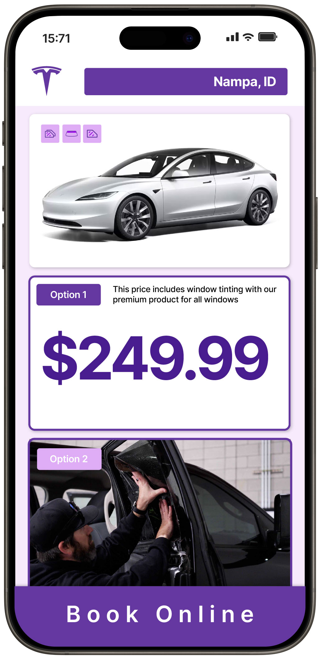 View Affordable Tesla Window Tinting Rates in Nampa, Idaho