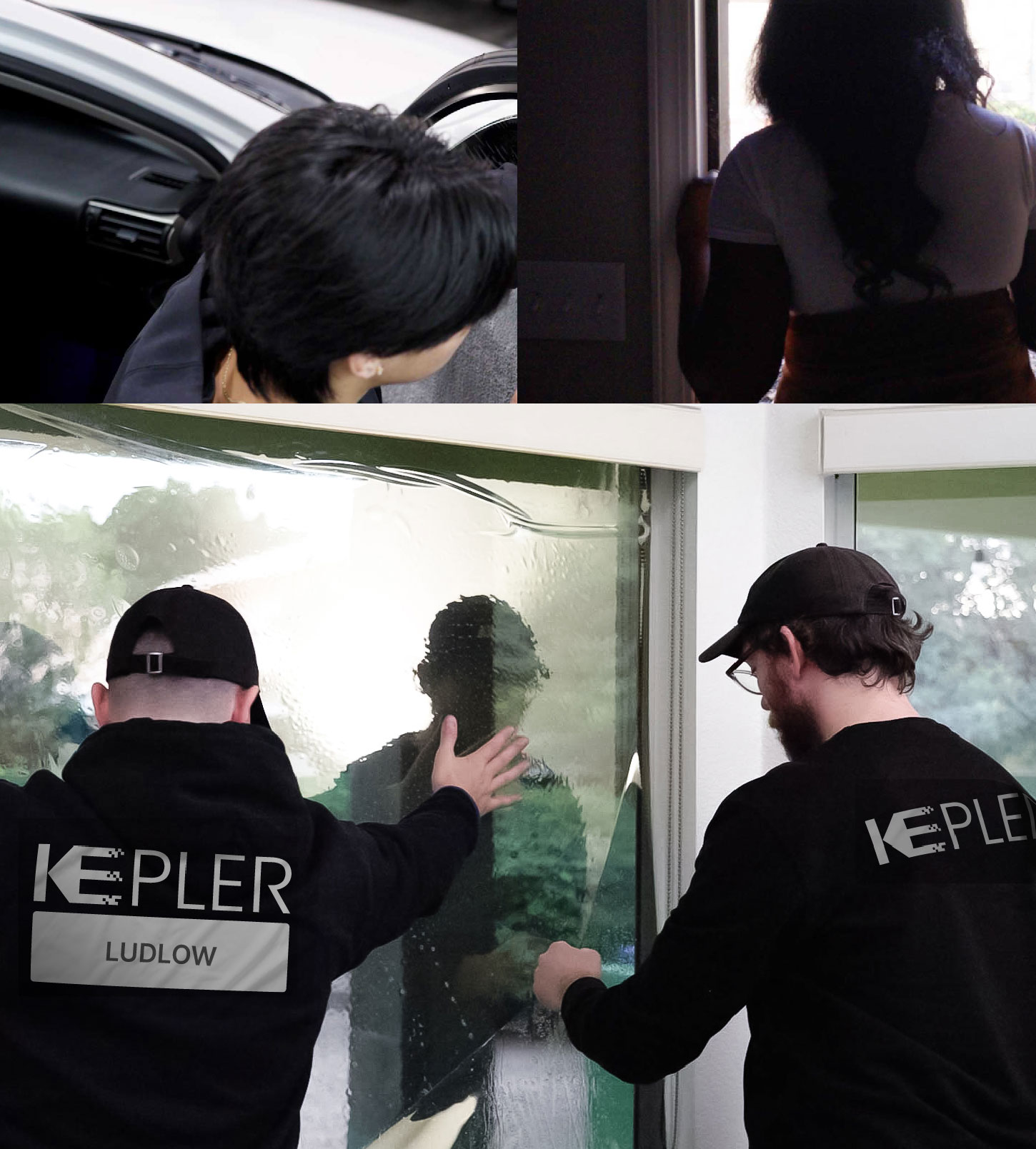 Expert Technician Installing High-tech Window Tint to Home in Ludlow