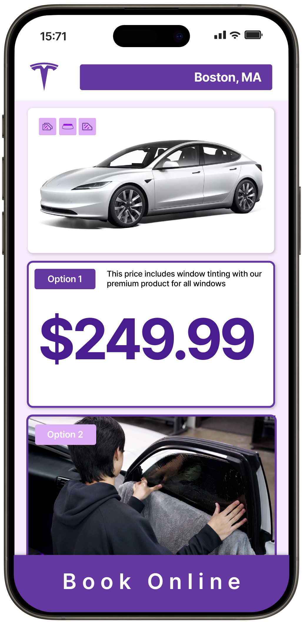 View Competitive Tesla Window Tinting Prices in Boston, Massachusetts