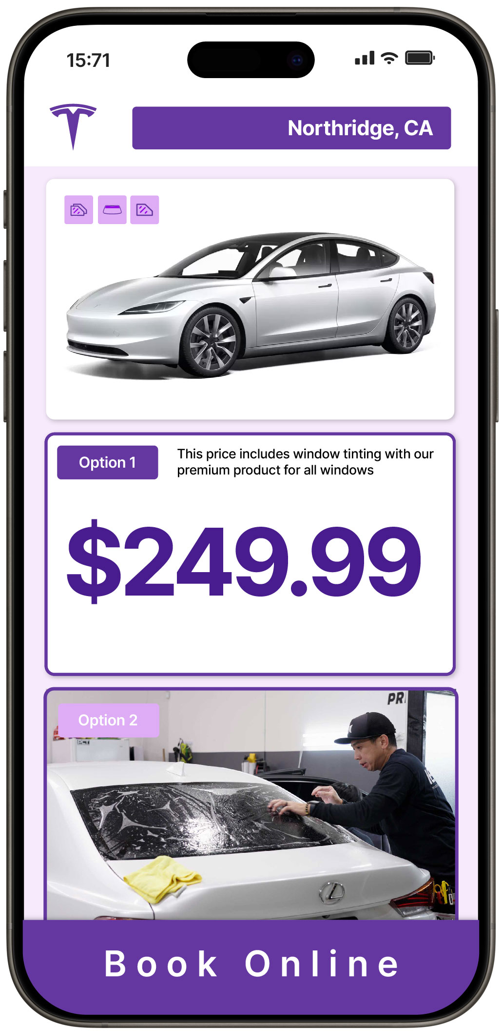 View Affordable Tesla Window Tinting Prices in Northridge, California