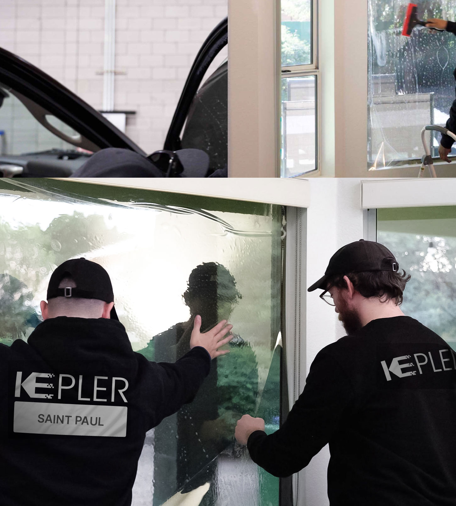 Kepler Technician Installing Advanced Window Tint to Home in Saint Paul