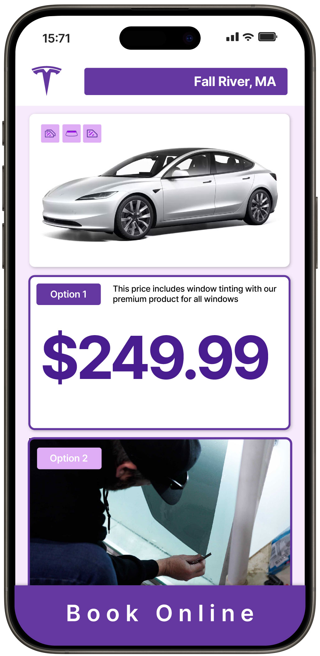 View Reasonable Tesla Window Tinting Prices in Fall River, Massachusetts