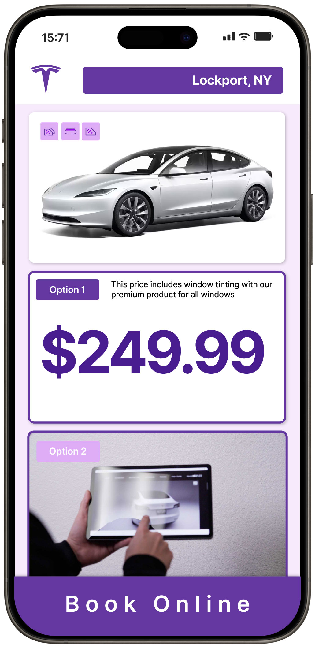 View Affordable Tesla Window Tinting Costs in Lockport, New York