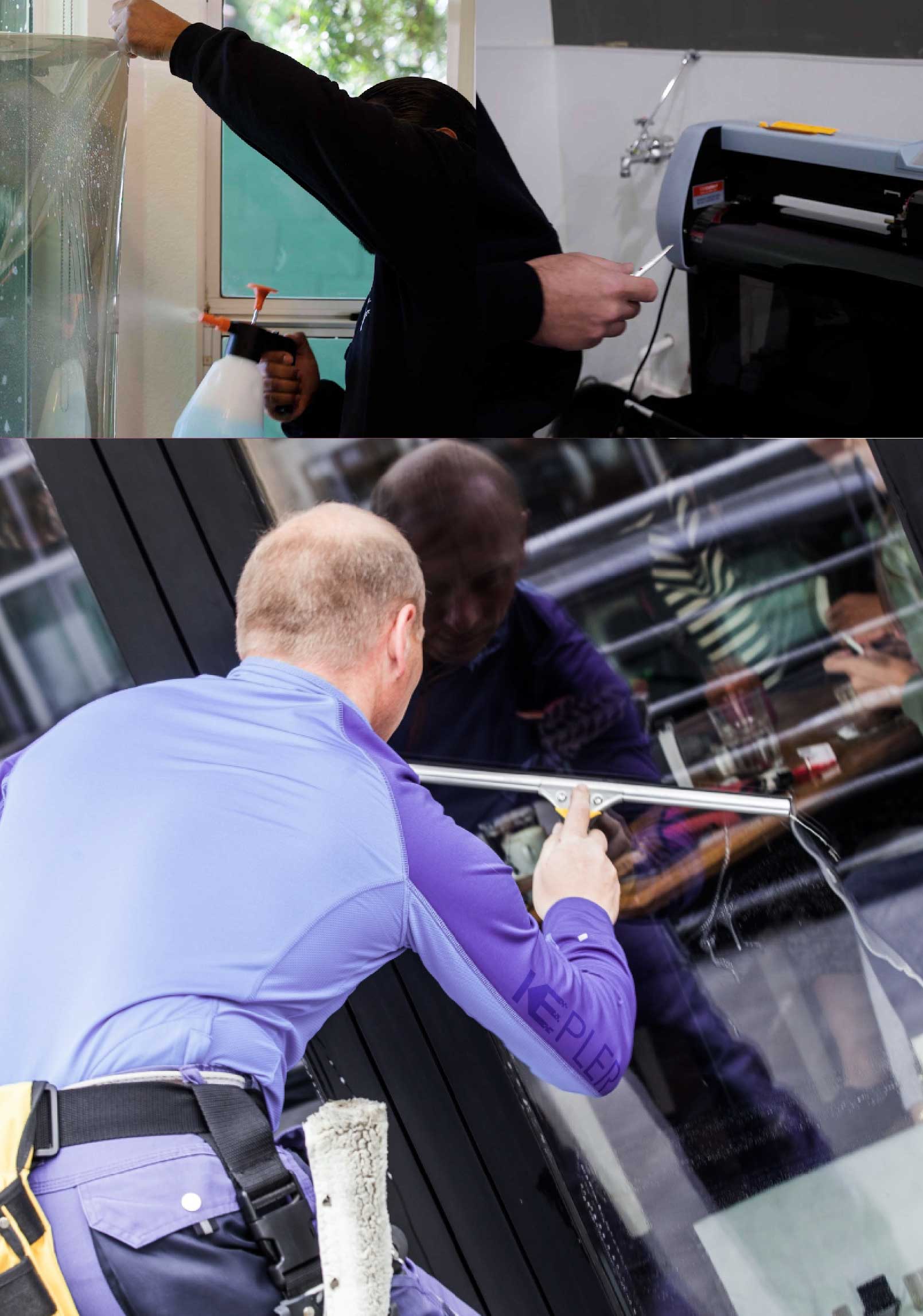 Kepler Professional Applying Anti-Graffiti Window Film to a South Dartmouth Shop Front