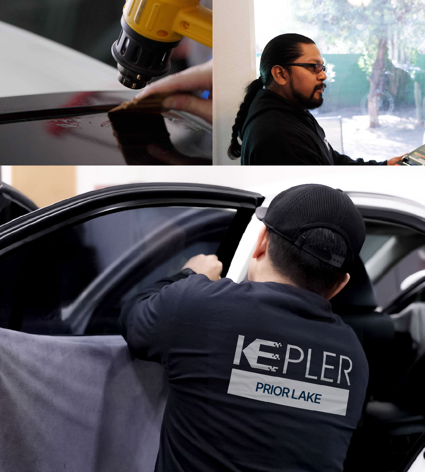 Automotive Window Tinting Expert Applying Film in Prior Lake, Minnesota