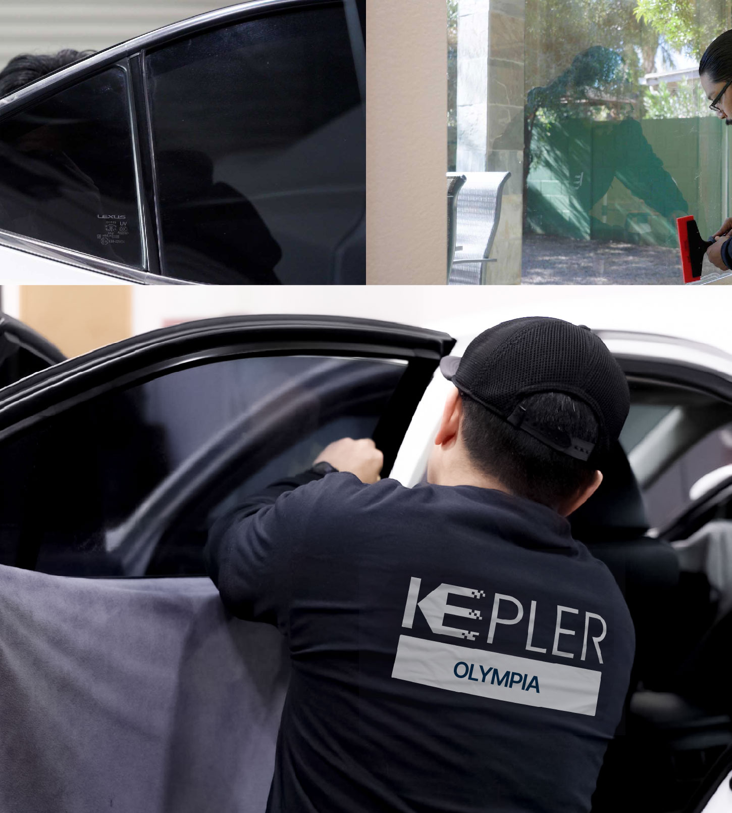 Automotive Window Tinting Expert Applying Film in Olympia, Washington