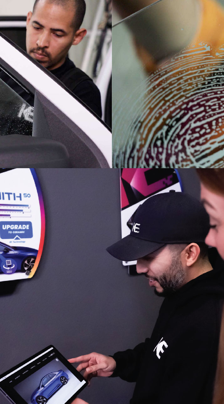 Kepler Dealer Showing Car Window Film Options to Customer in Georgetown, Texas