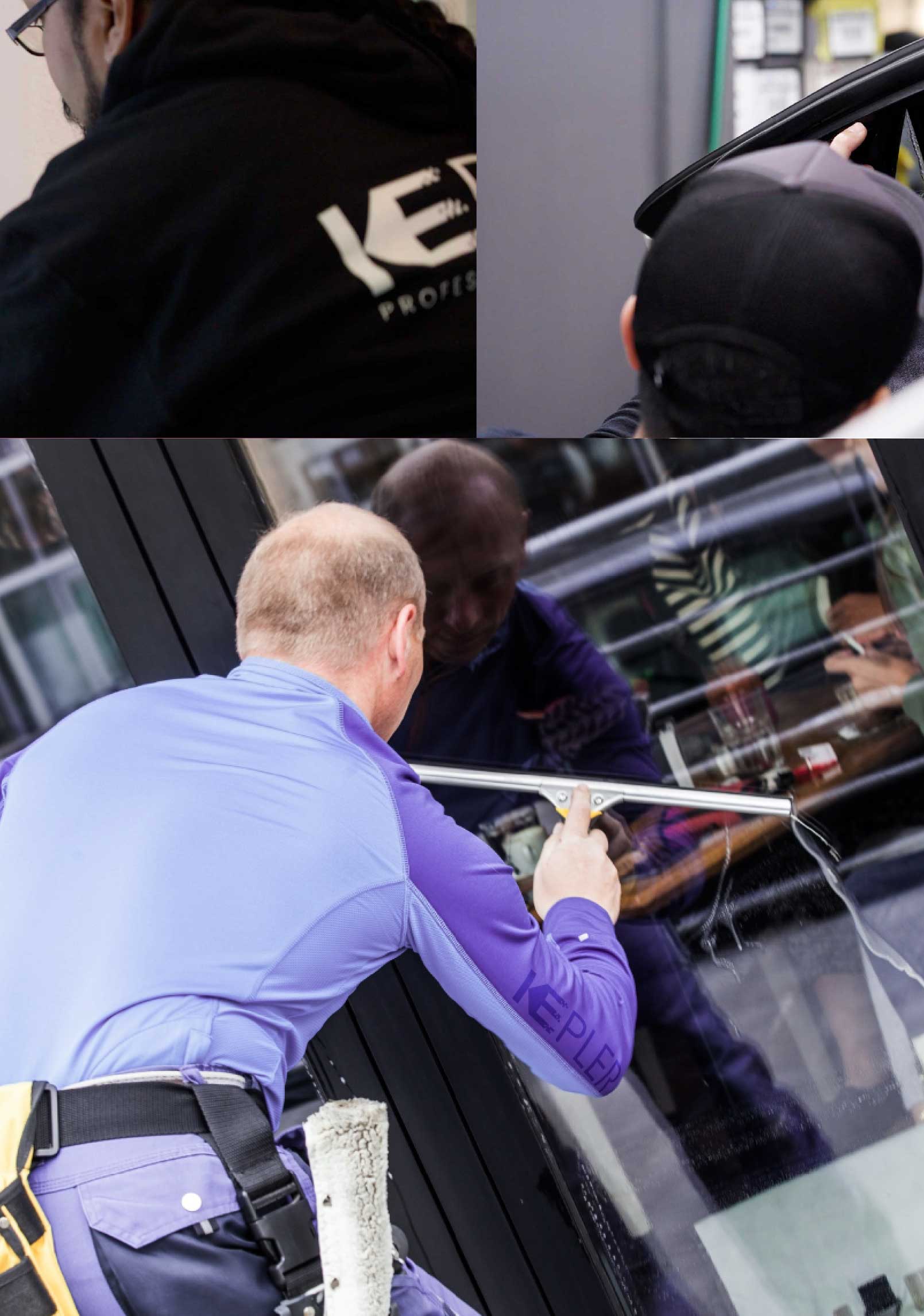 Kepler Skilled Applying Anti-Graffiti Window Film to a Santee Shop Front