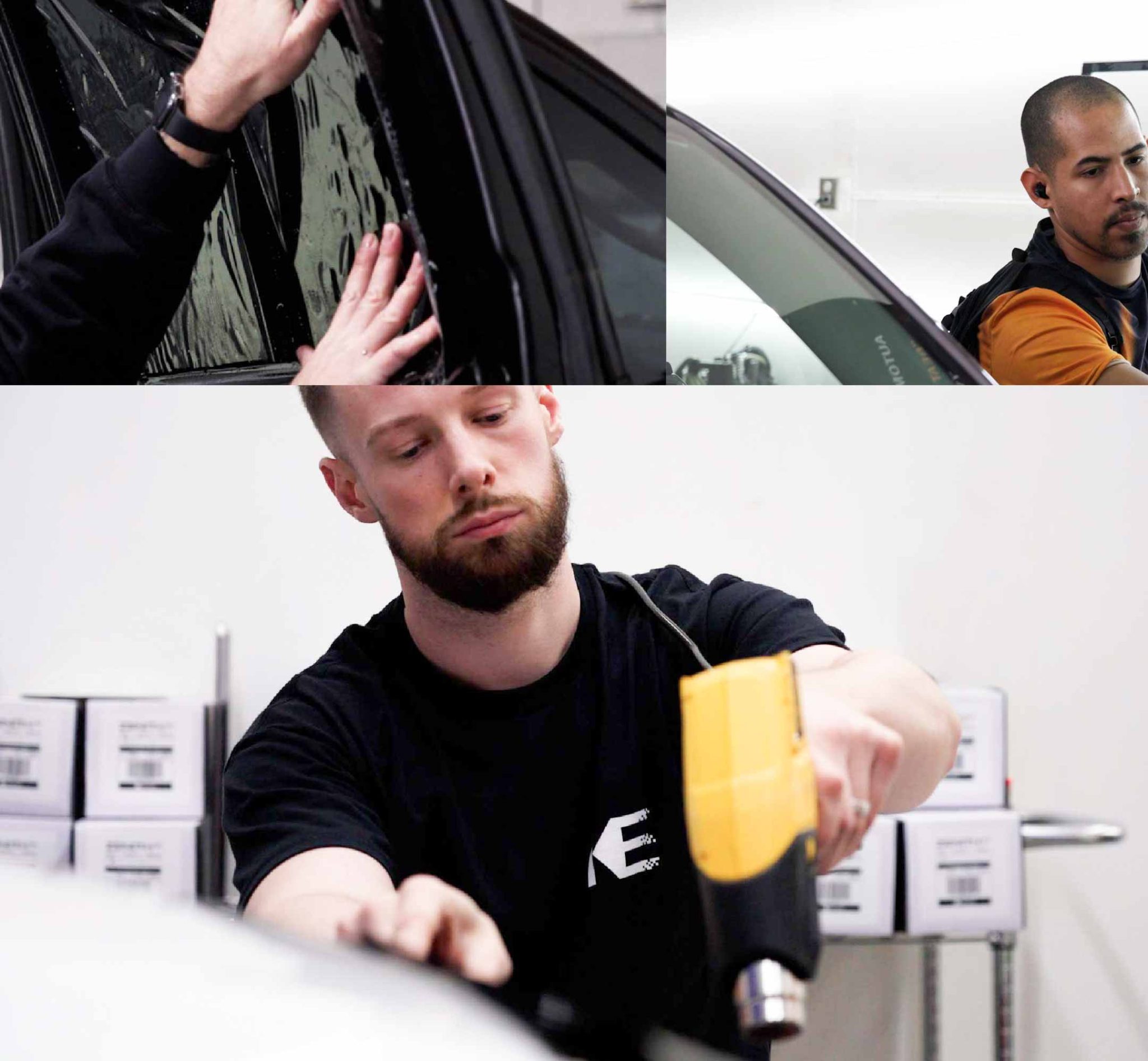 Expert Technician Installing Advanced Window Tint to Tesla in California