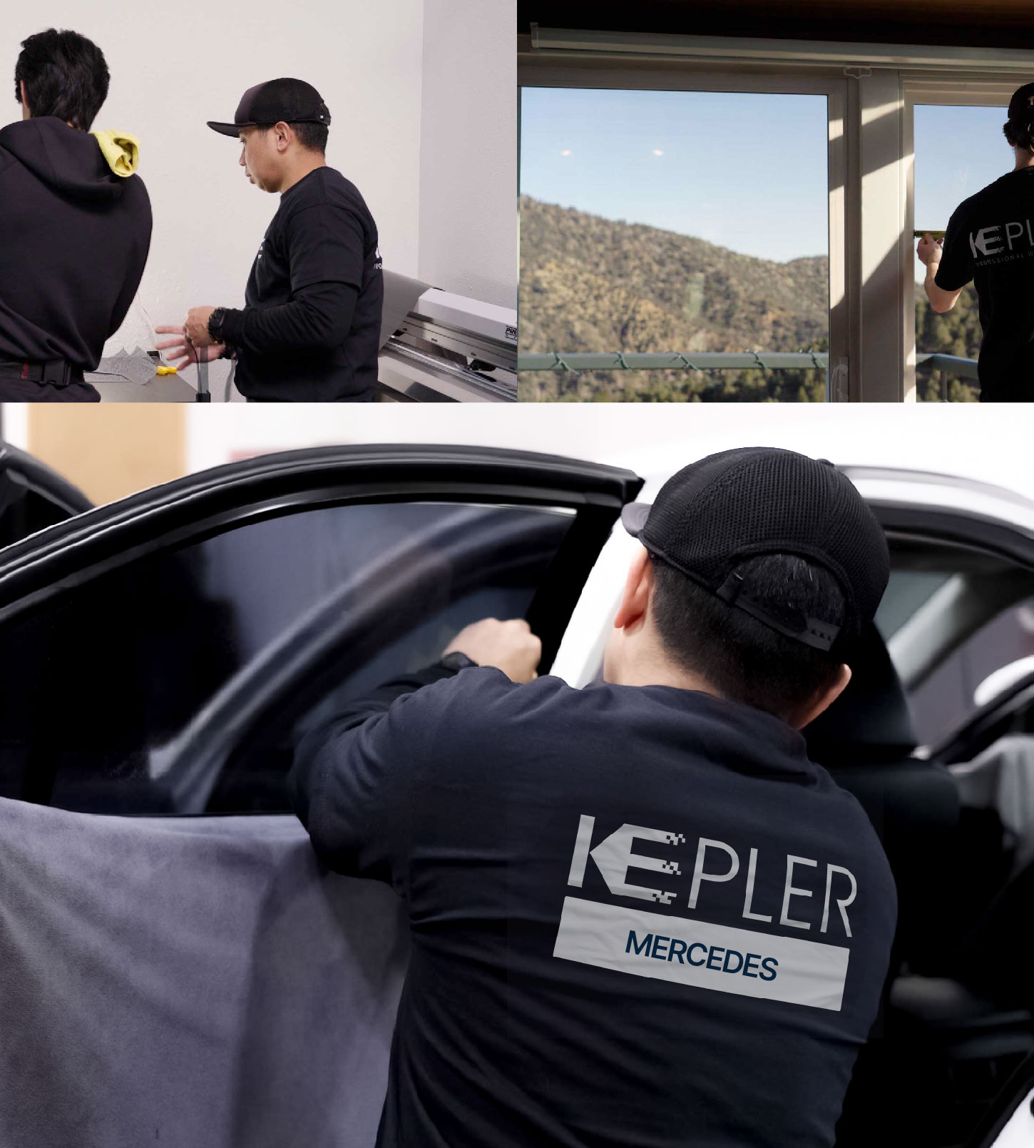 Automotive Window Tinting Expert Applying Film in Mercedes, Texas