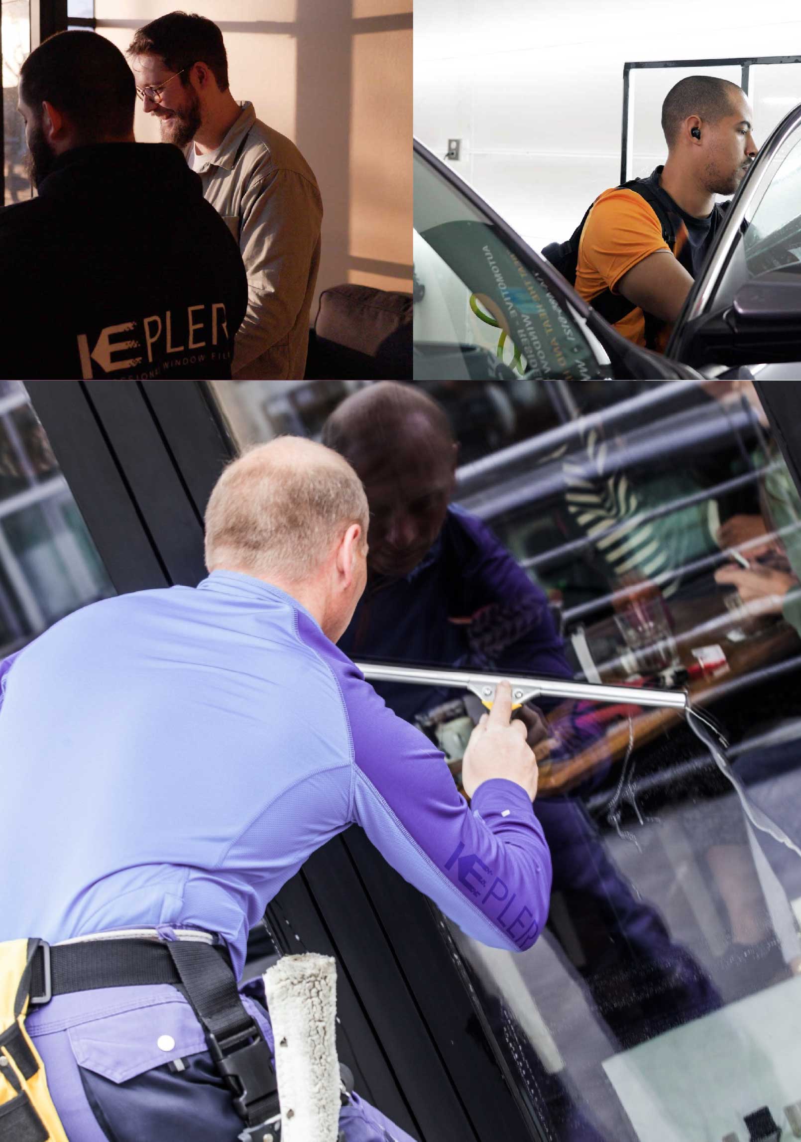 Kepler Professional Applying Anti-Graffiti Window Film to a Huntington Shop Front