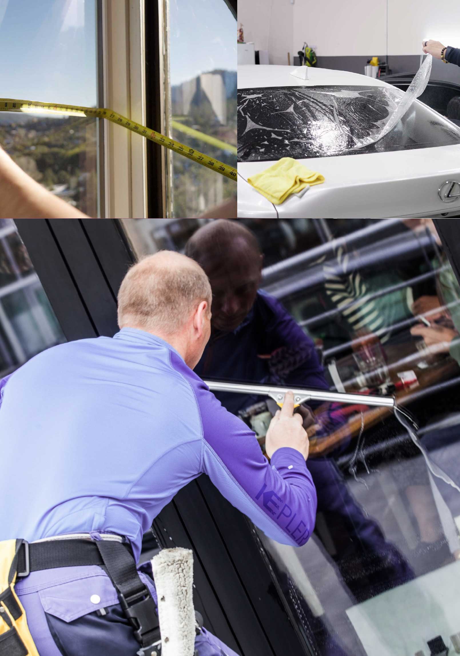 Kepler Professional Applying Anti-Graffiti Window Film to a Schertz Shop Front