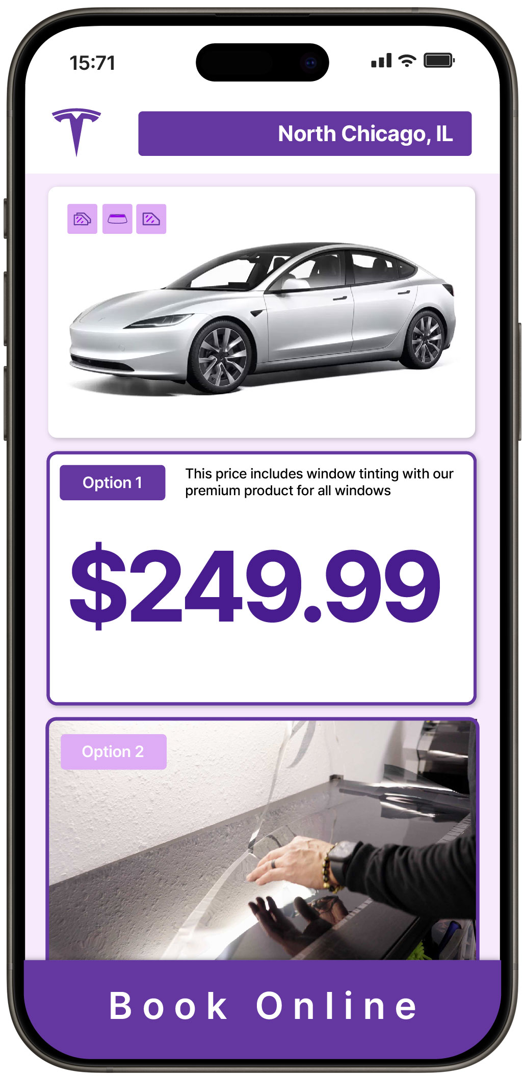View Competitive Tesla Window Tinting Rates in North Chicago, Illinois
