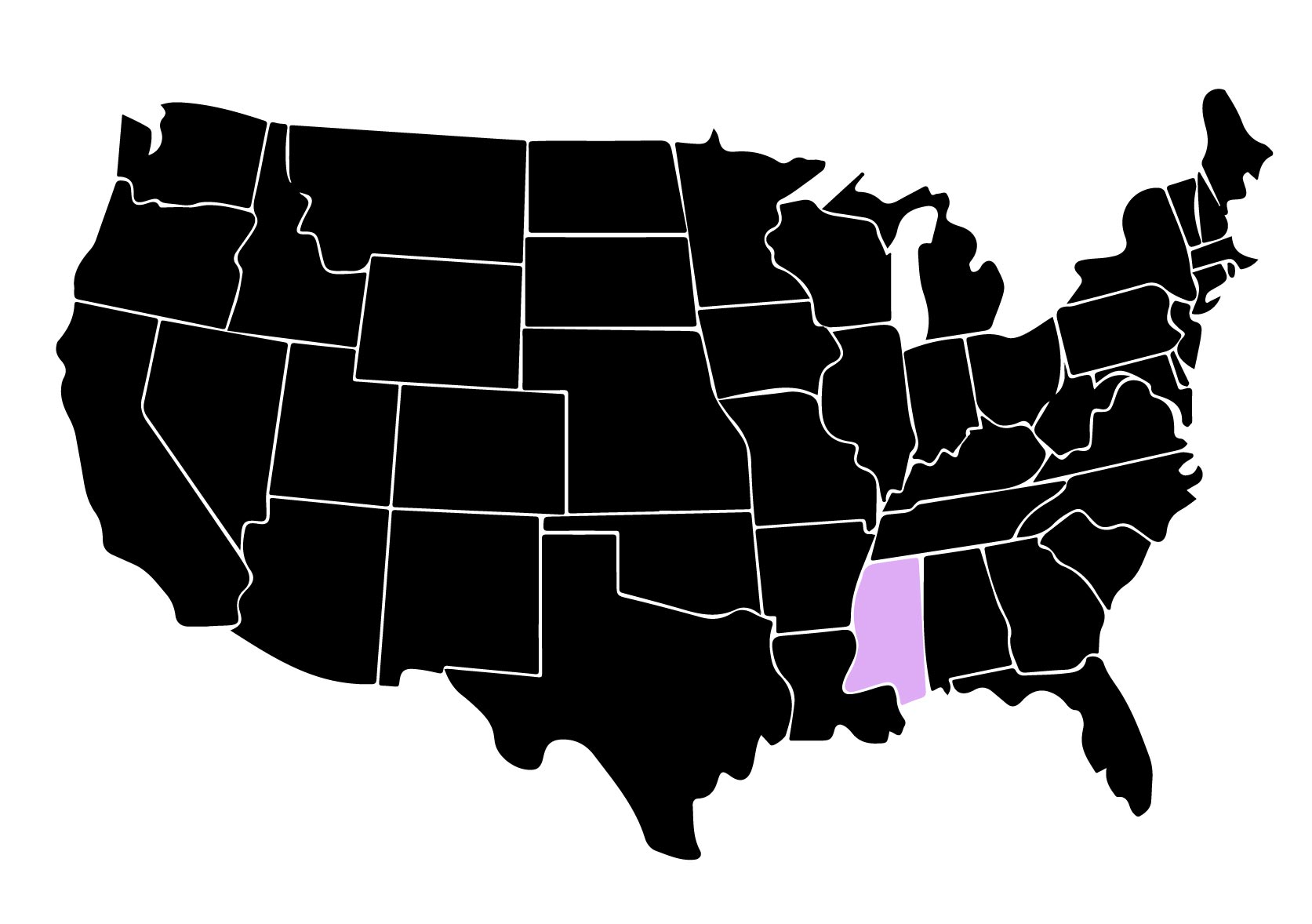 Map Showing Location of Kepler Window Tinters in Tupelo, Mississippi with Purple Highlight on the State