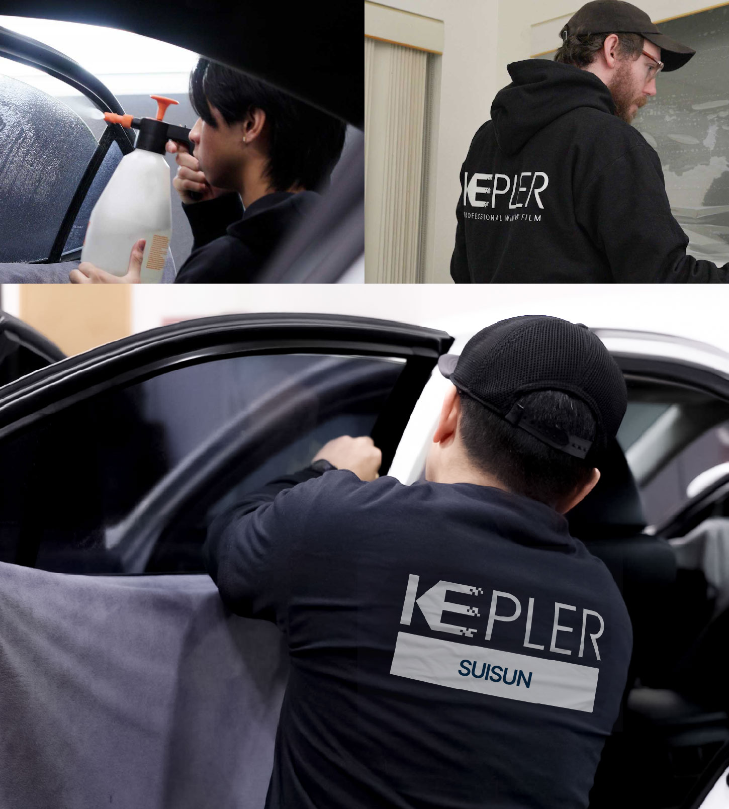 Automotive Window Tinting Expert Applying Film in Suisun, California