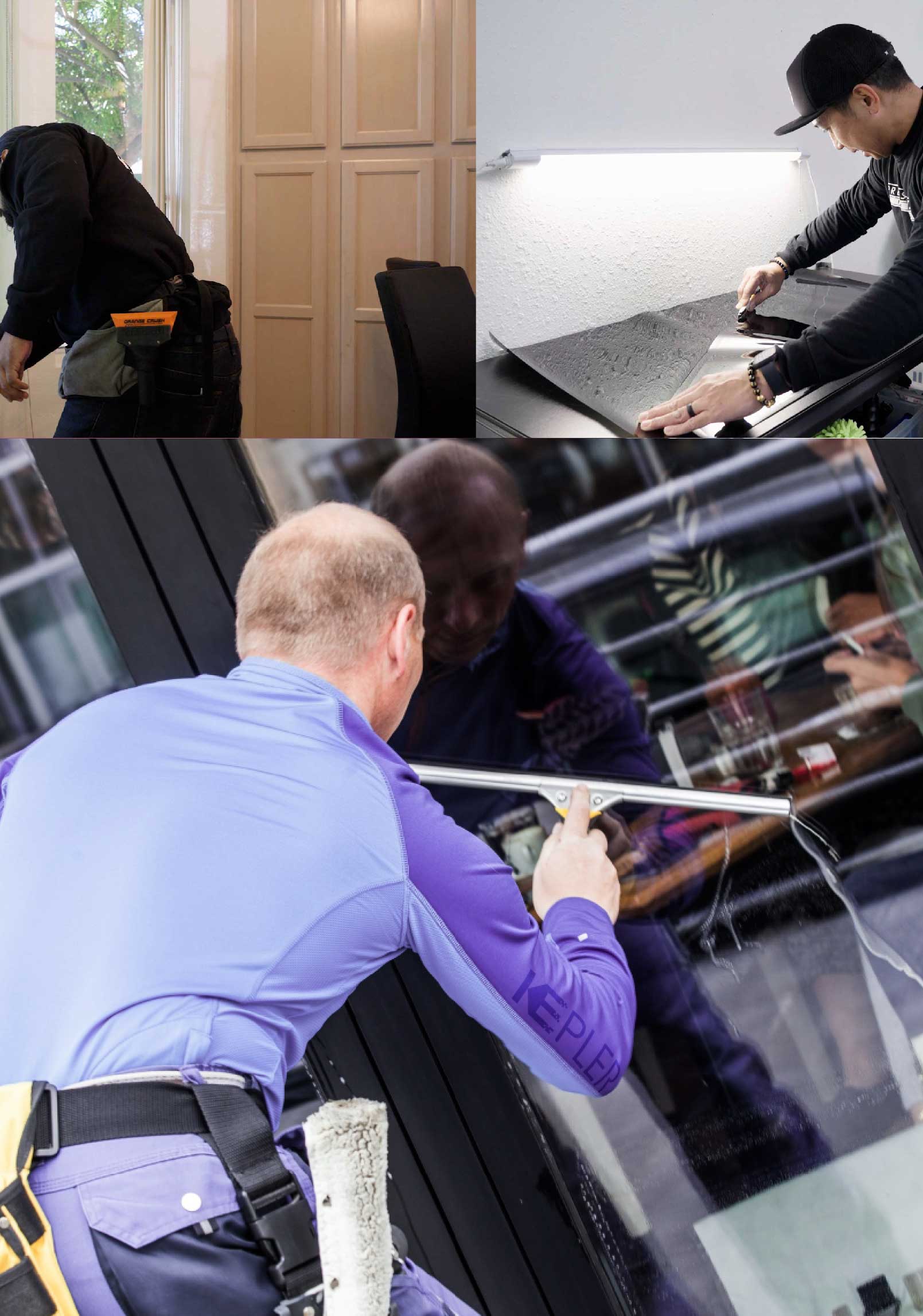 Kepler Skilled Applying Anti-Graffiti Window Film to a Medford Shop Front