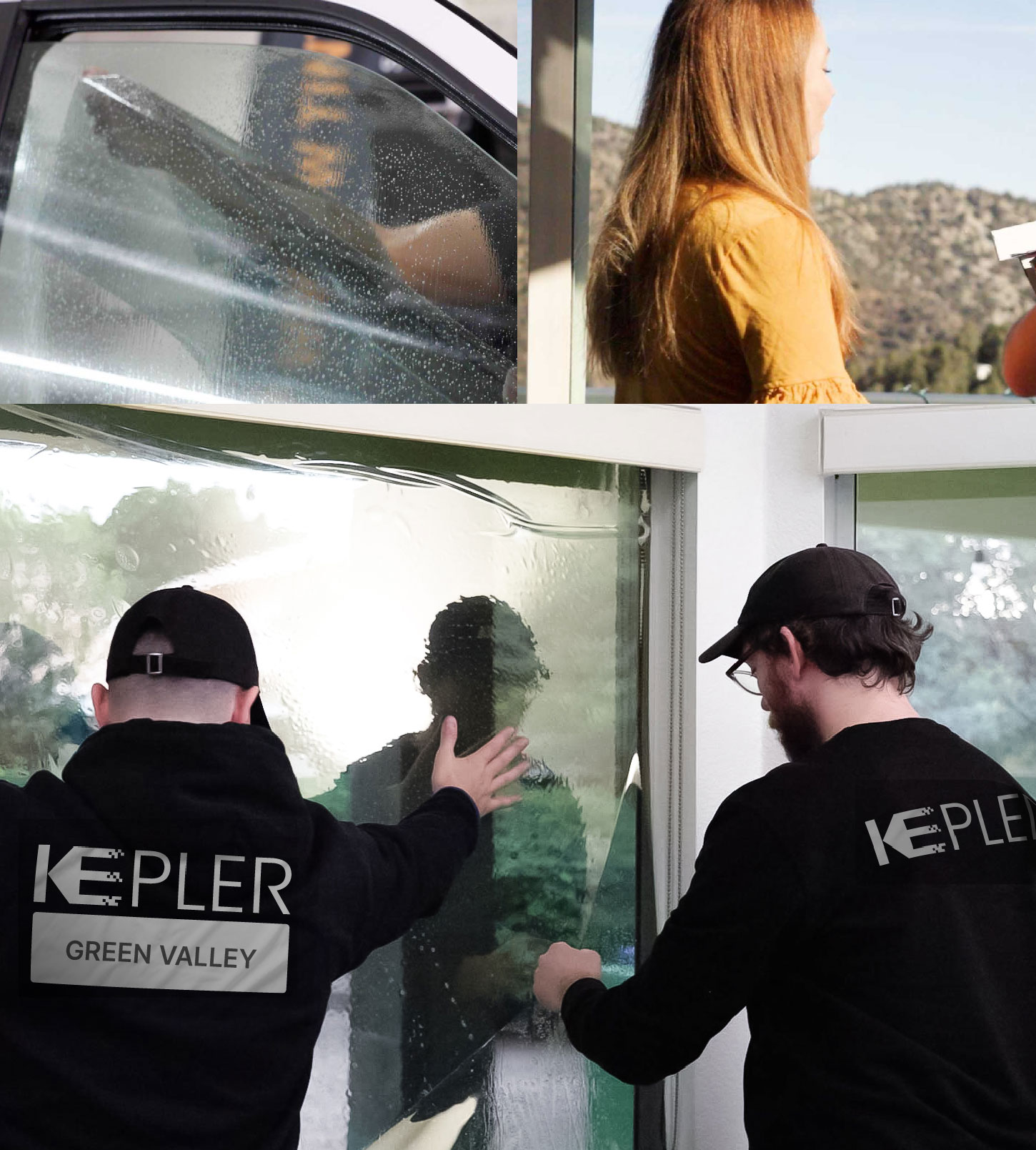 Expert Technician Installing High-tech Window Tint to Home in Green Valley