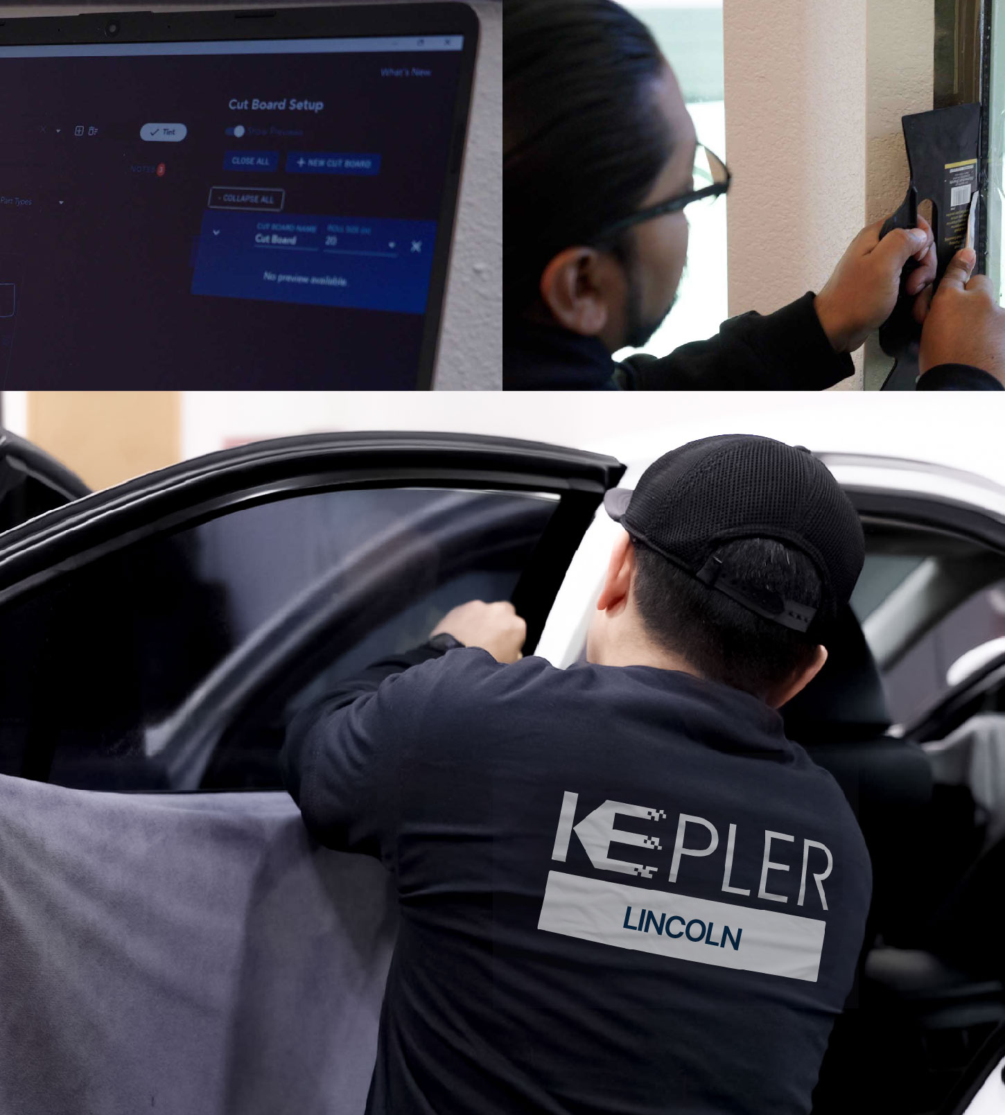 Automotive Window Tinting Expert Applying Film in Lincoln, Nebraska