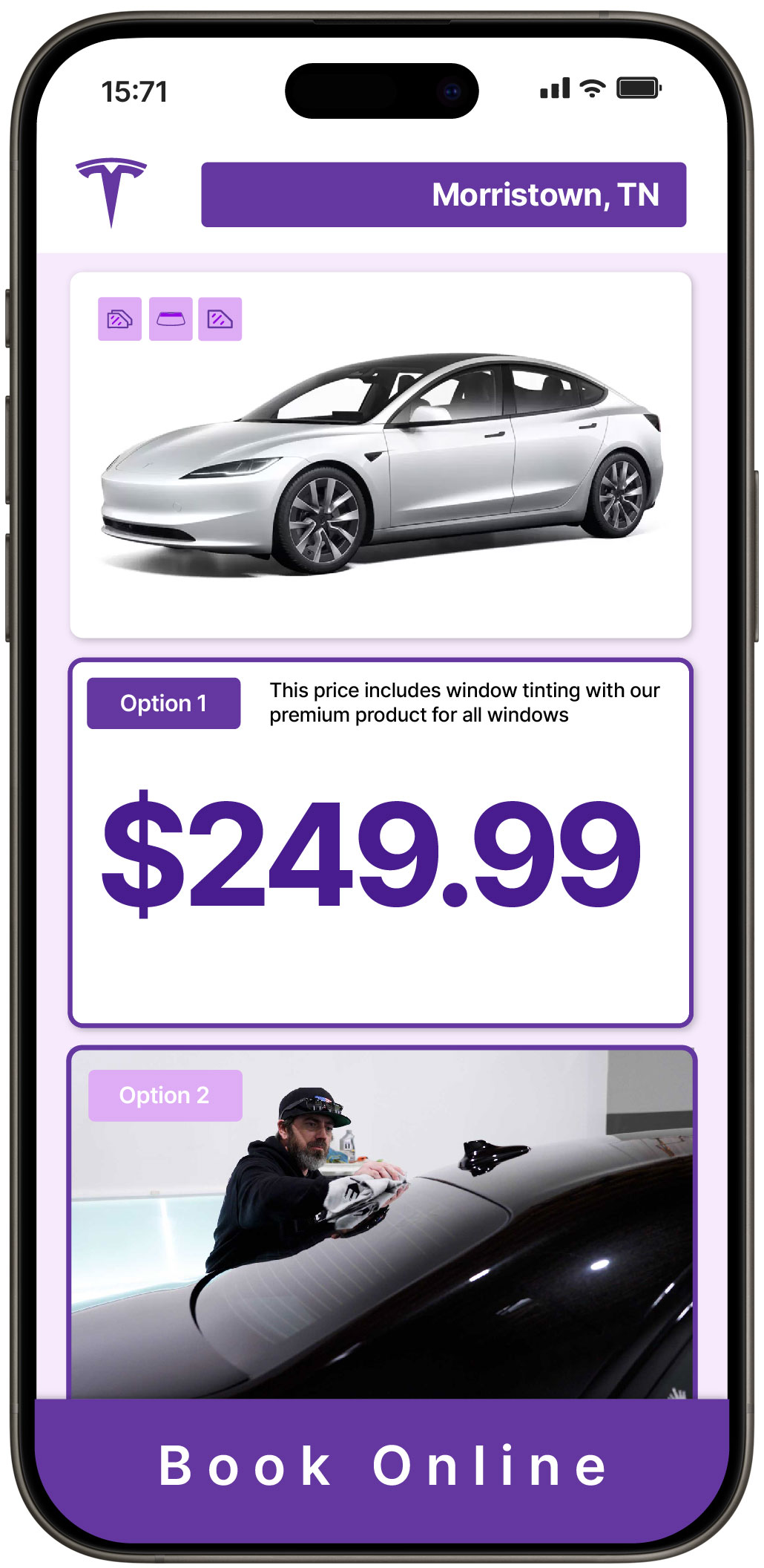 View Competitive Tesla Window Tinting Prices in Morristown, Tennessee
