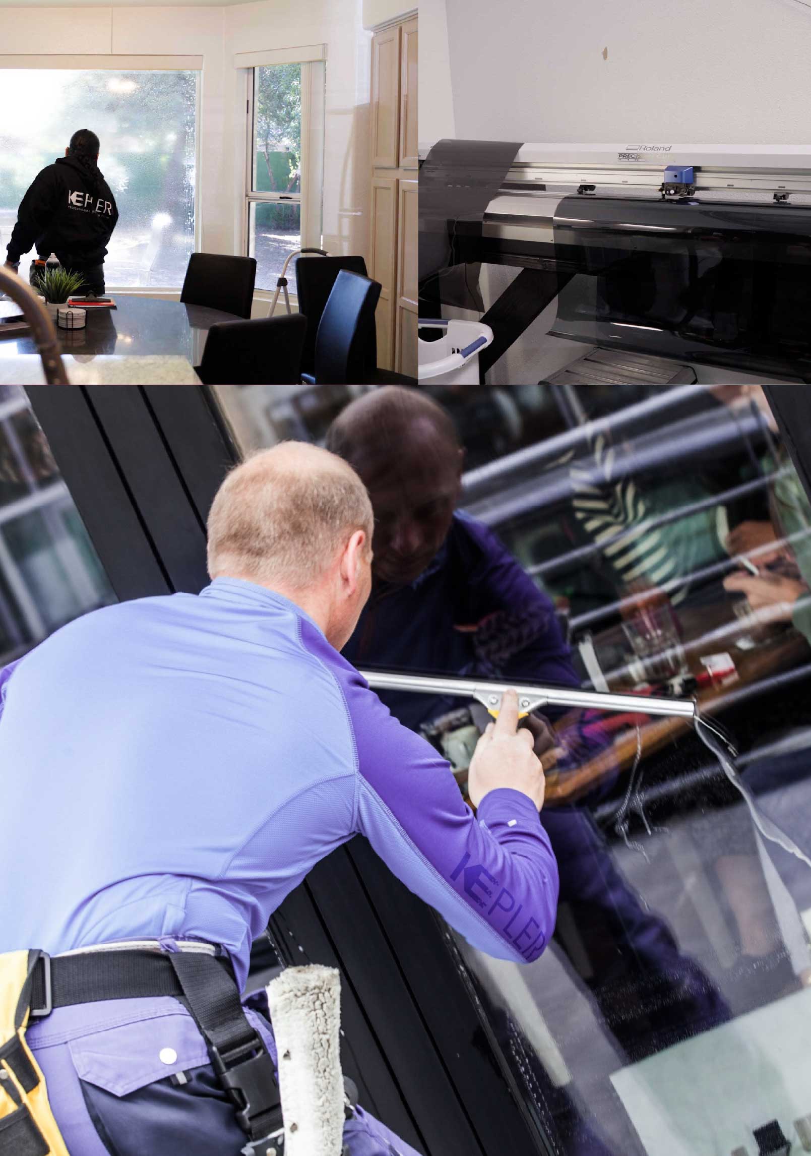 Kepler Skilled Applying Anti-Graffiti Window Film to a Ocean Springs Shop Front