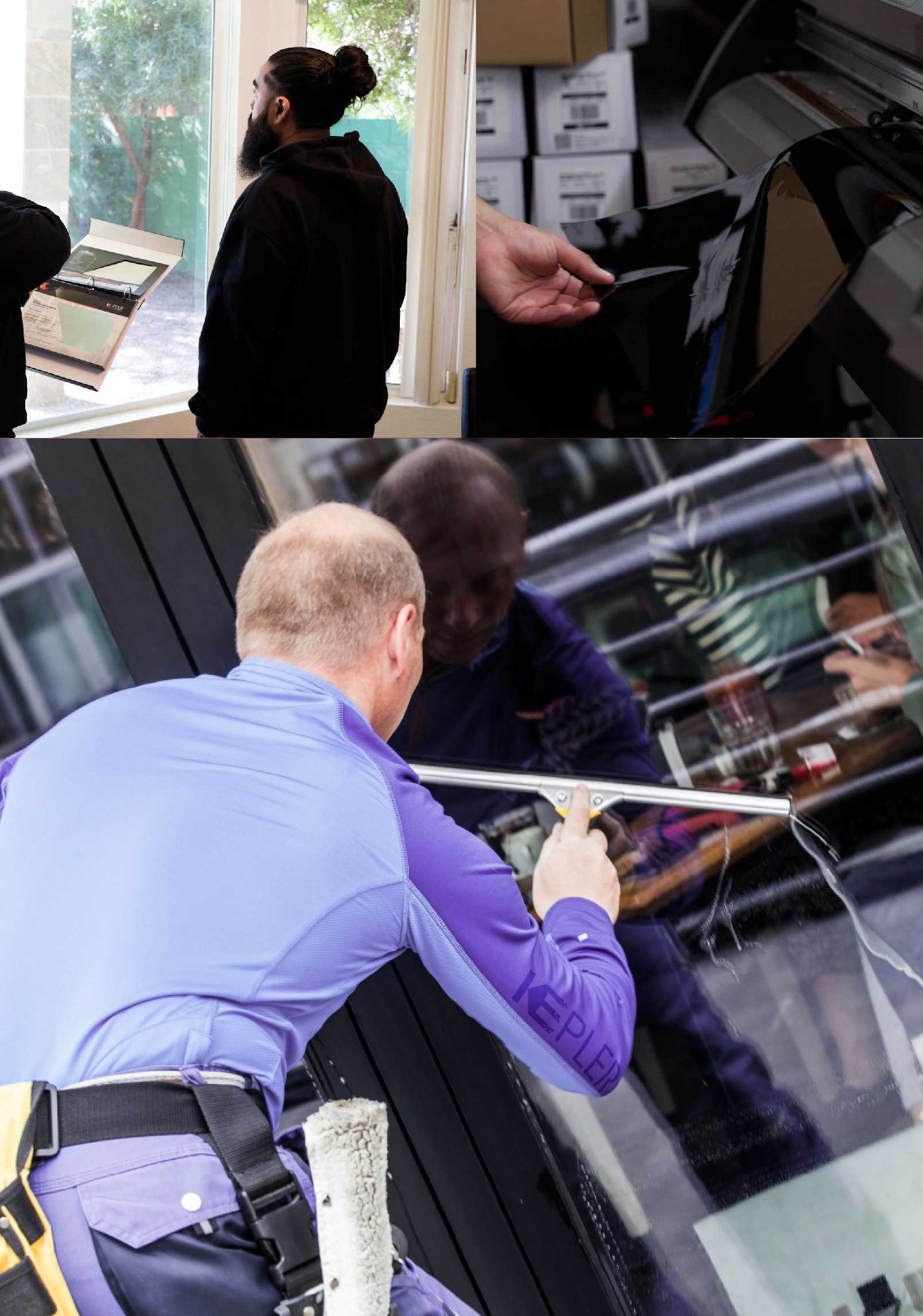 Kepler Expert Applying Anti-Graffiti Window Film to a Arlington Heights Shop Front