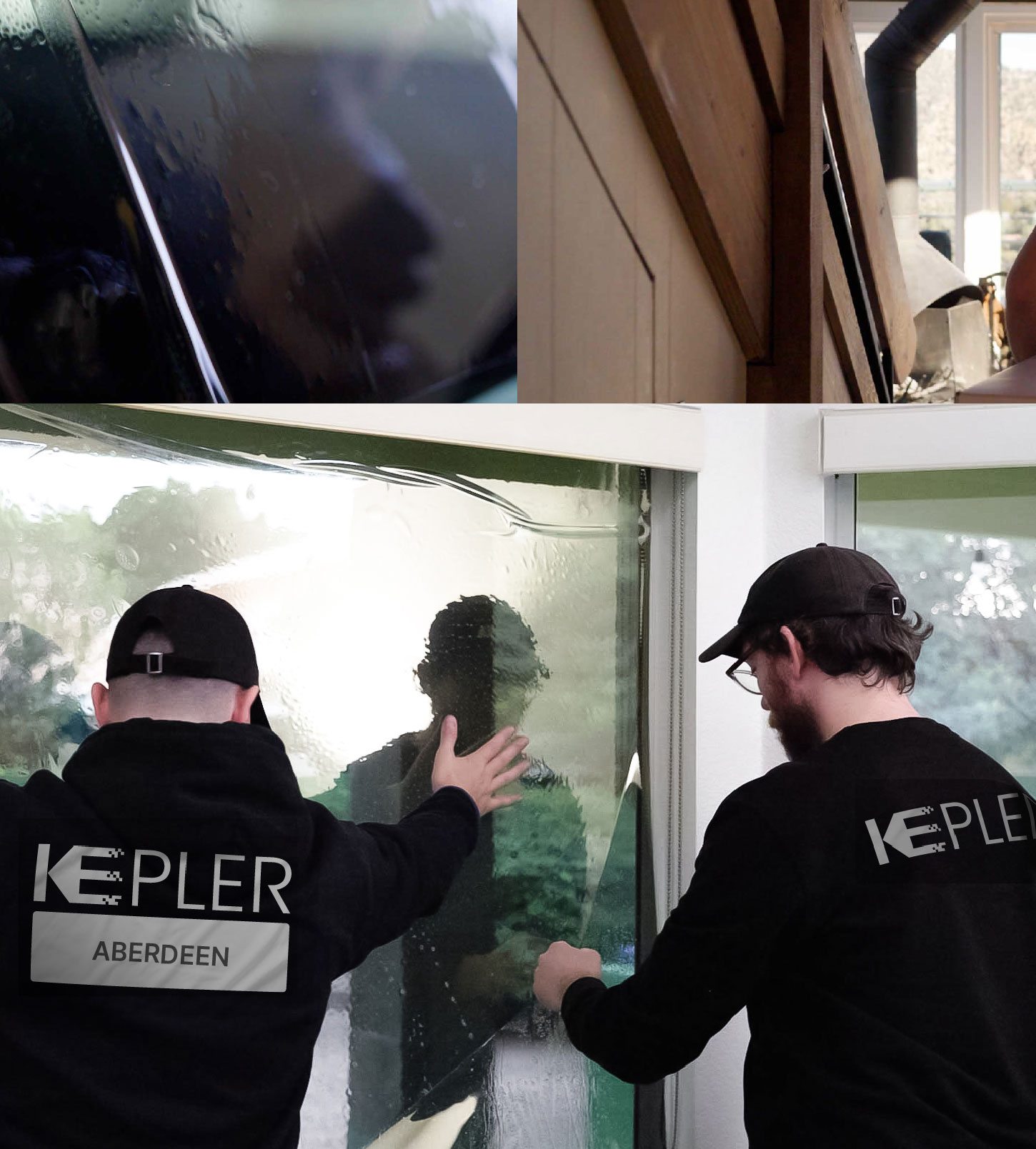 Expert Technician Fitting Advanced Window Tint to Home in Aberdeen