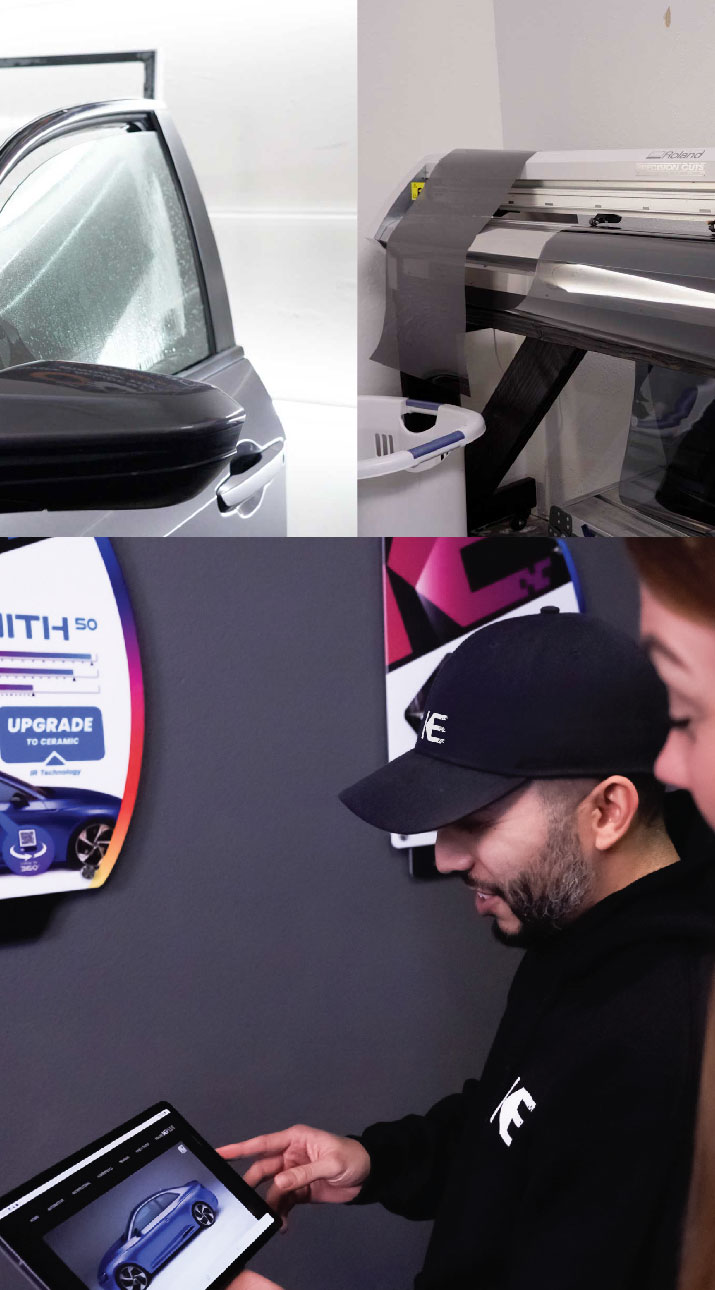 Kepler Dealer Showing Car Window Film Options to Customer in Birmingham, Alabama