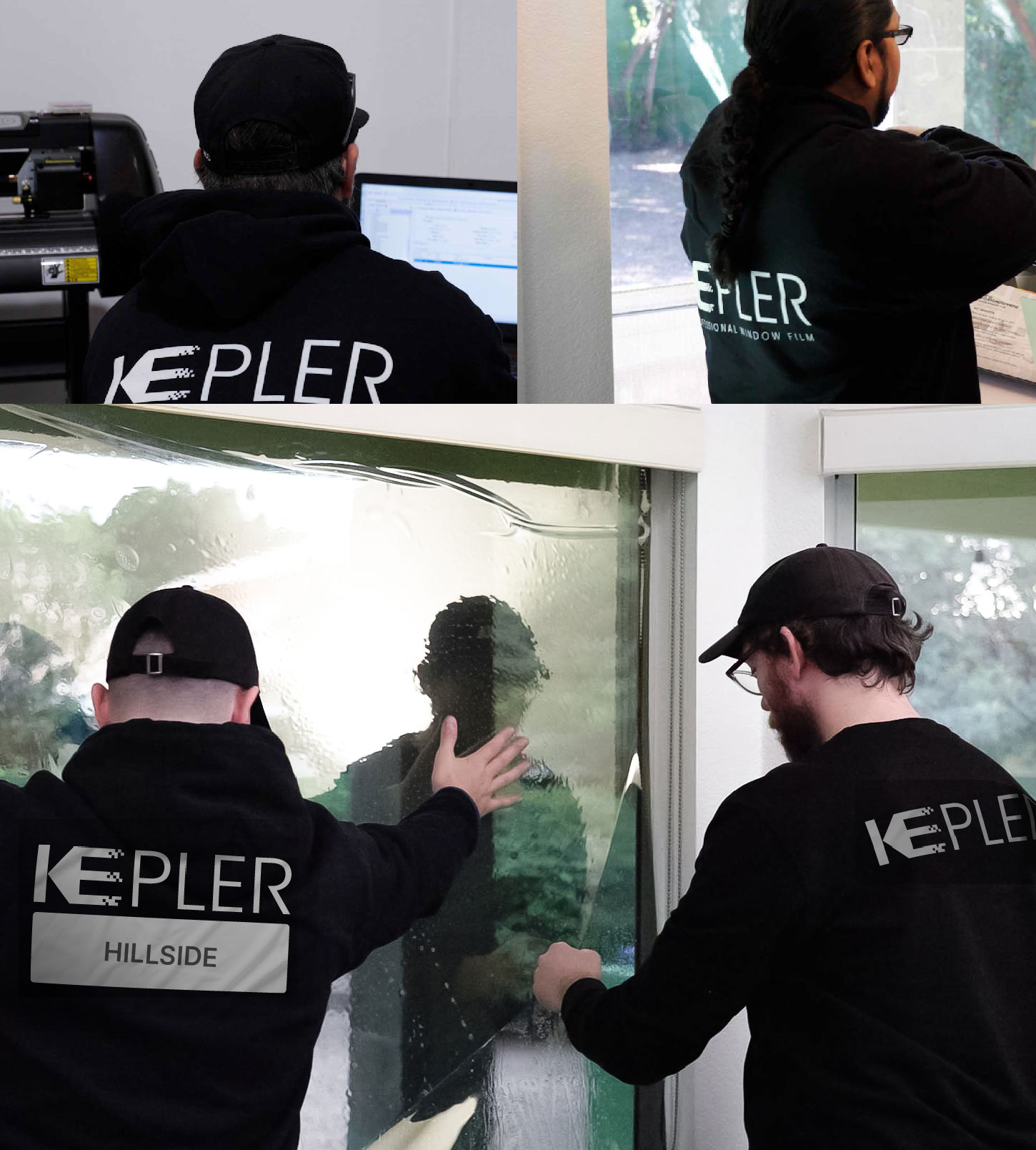 Expert Technician Applying Ceramic Window Tint to Home in Hillside