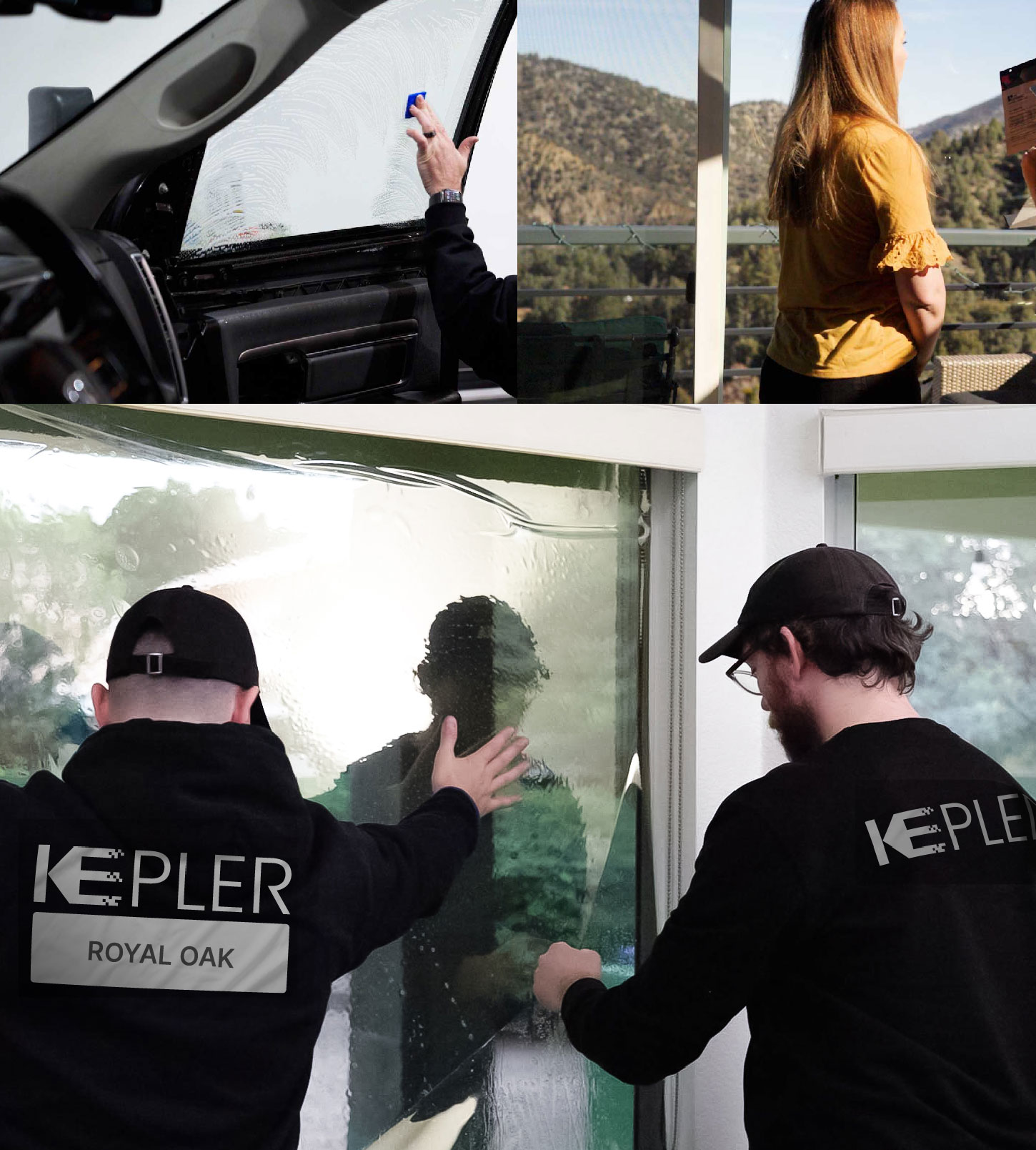 Kepler Technician Fitting High-tech Window Tint to Home in Royal Oak