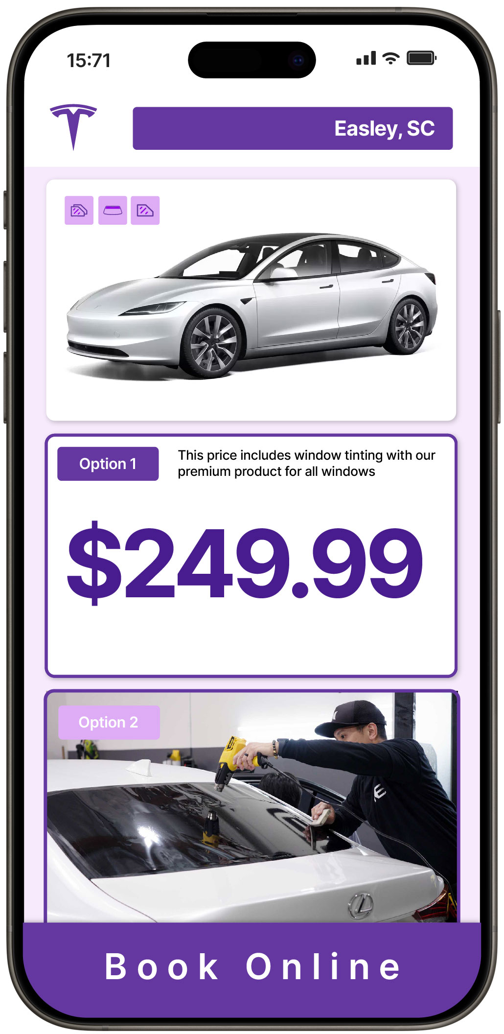 View Competitive Tesla Window Tinting Rates in Easley, South Carolina