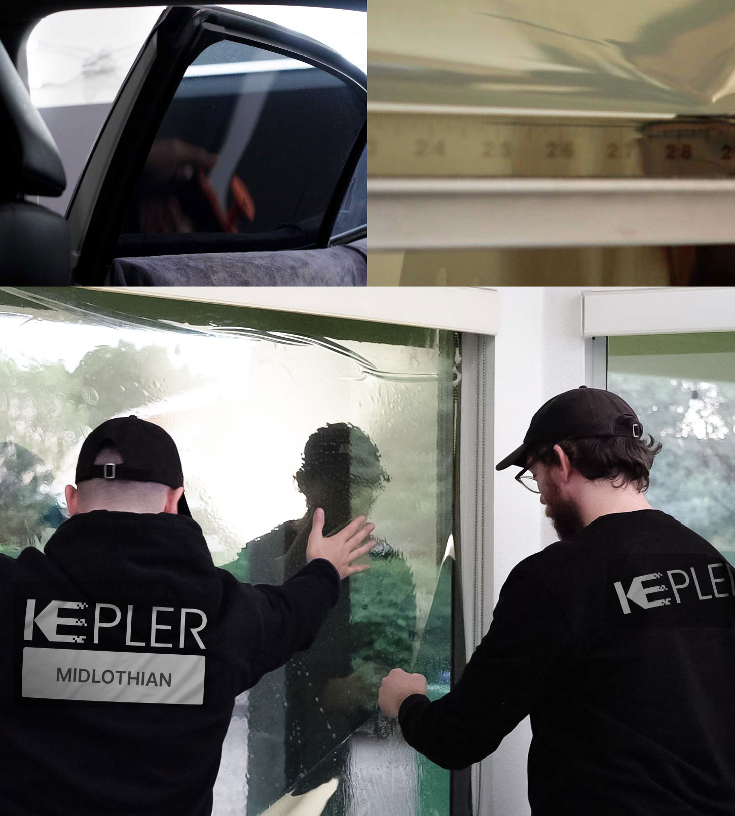 Expert Technician Applying Advanced Window Tint to Home in Midlothian