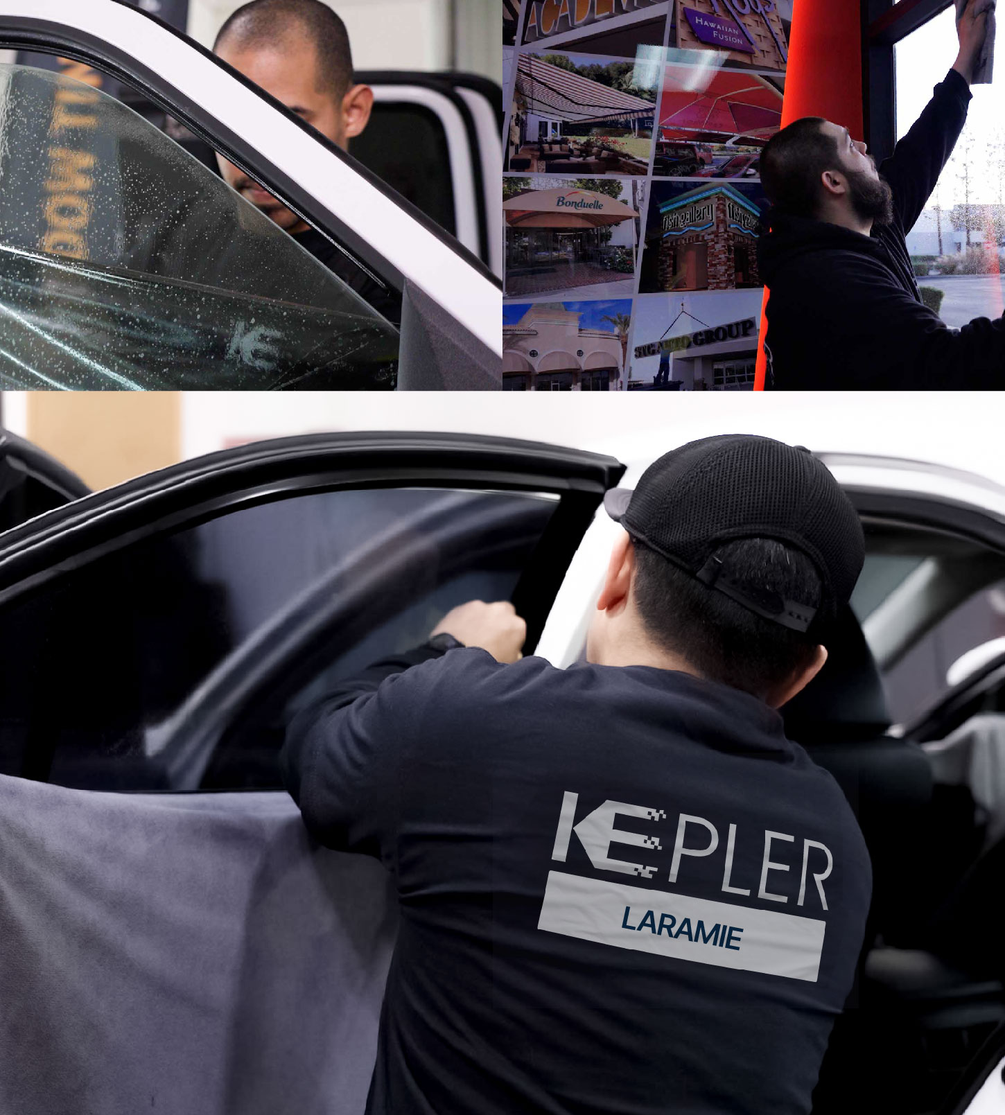 Automotive Window Tinting Expert Applying Film in Laramie, Wyoming