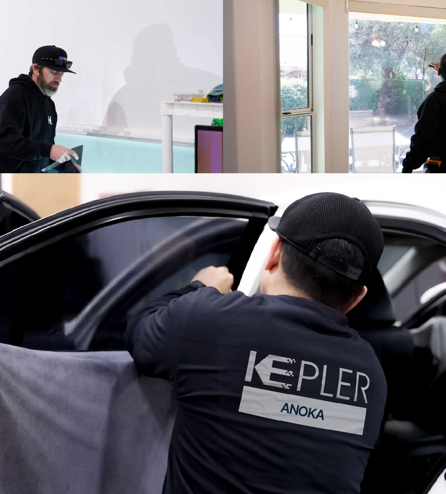 Automotive Window Tinting Expert Applying Film in Anoka, Minnesota